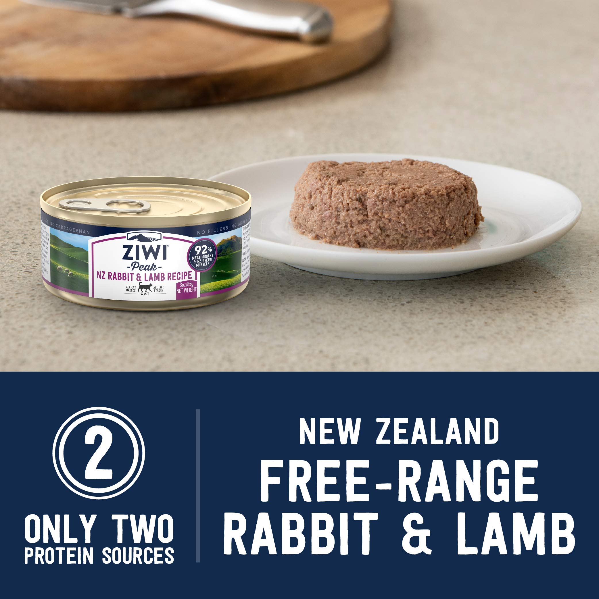 ZIWI Peak Canned Wet Cat Food - All Natural, High Protein, Grain Free, Limited Ingredient, with Superfoods Rabbit & Lamb, 3 Ounc