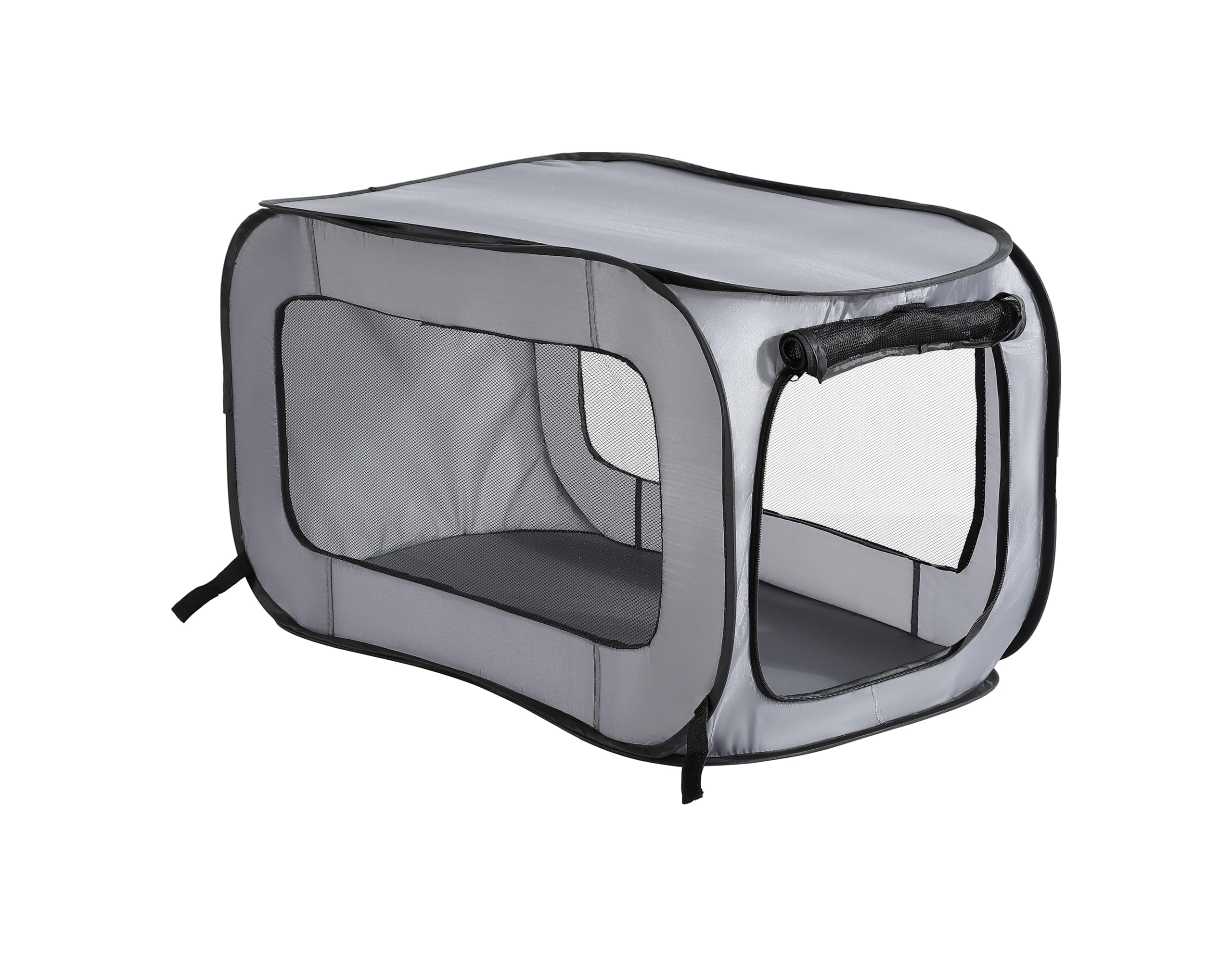 Beatrice Home Fashions Portable, Collapsible, Pop Up Kennel Travel Cat And Dog Crate, 32.5'' L X 19.5'' W X 19.5'' H, Gray