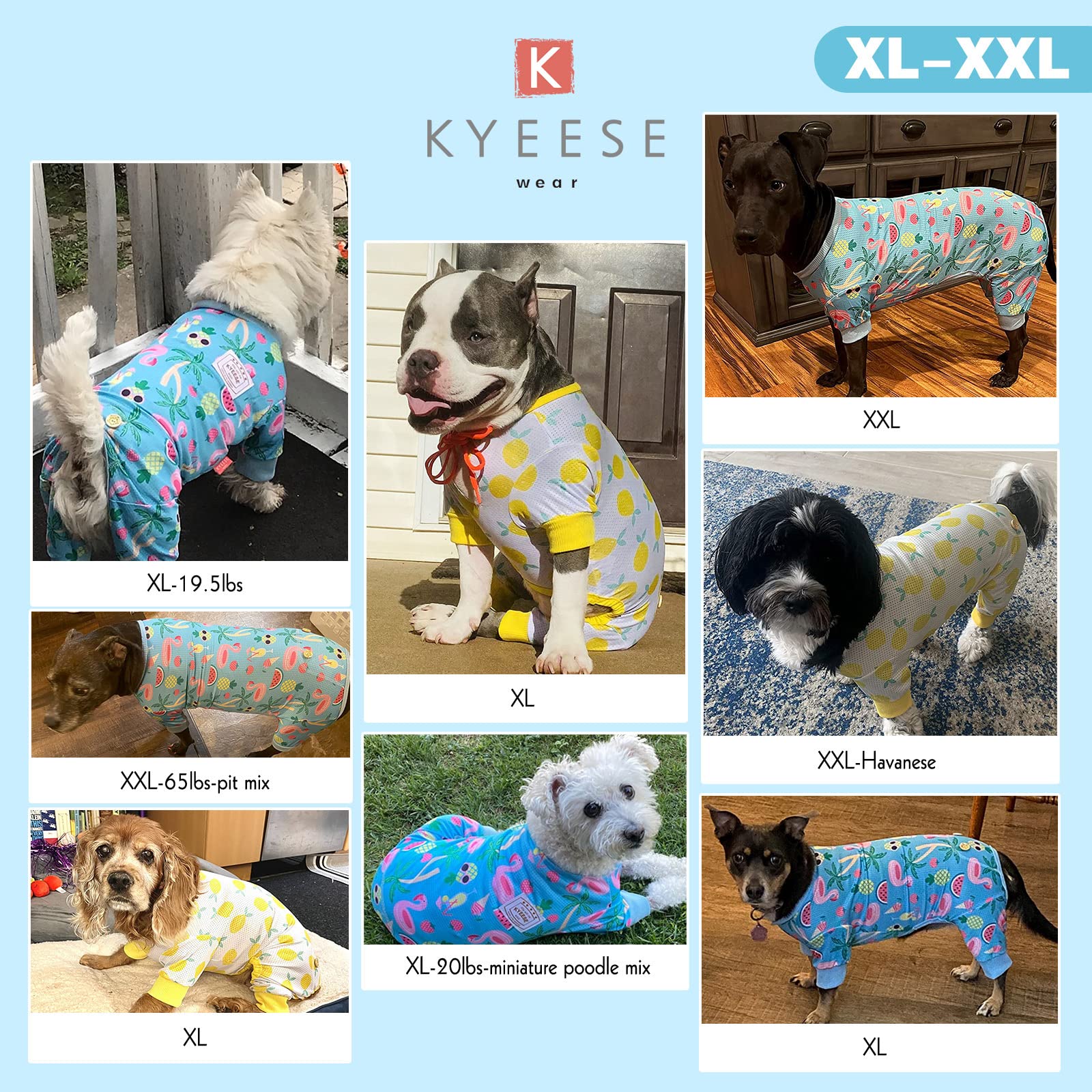 Kyeese Dog Pajamas For Large Dogs Lightweight Dog Pjs Dog Onesie Jumpsuit Dog Hair Shedding Cover Great For Summer