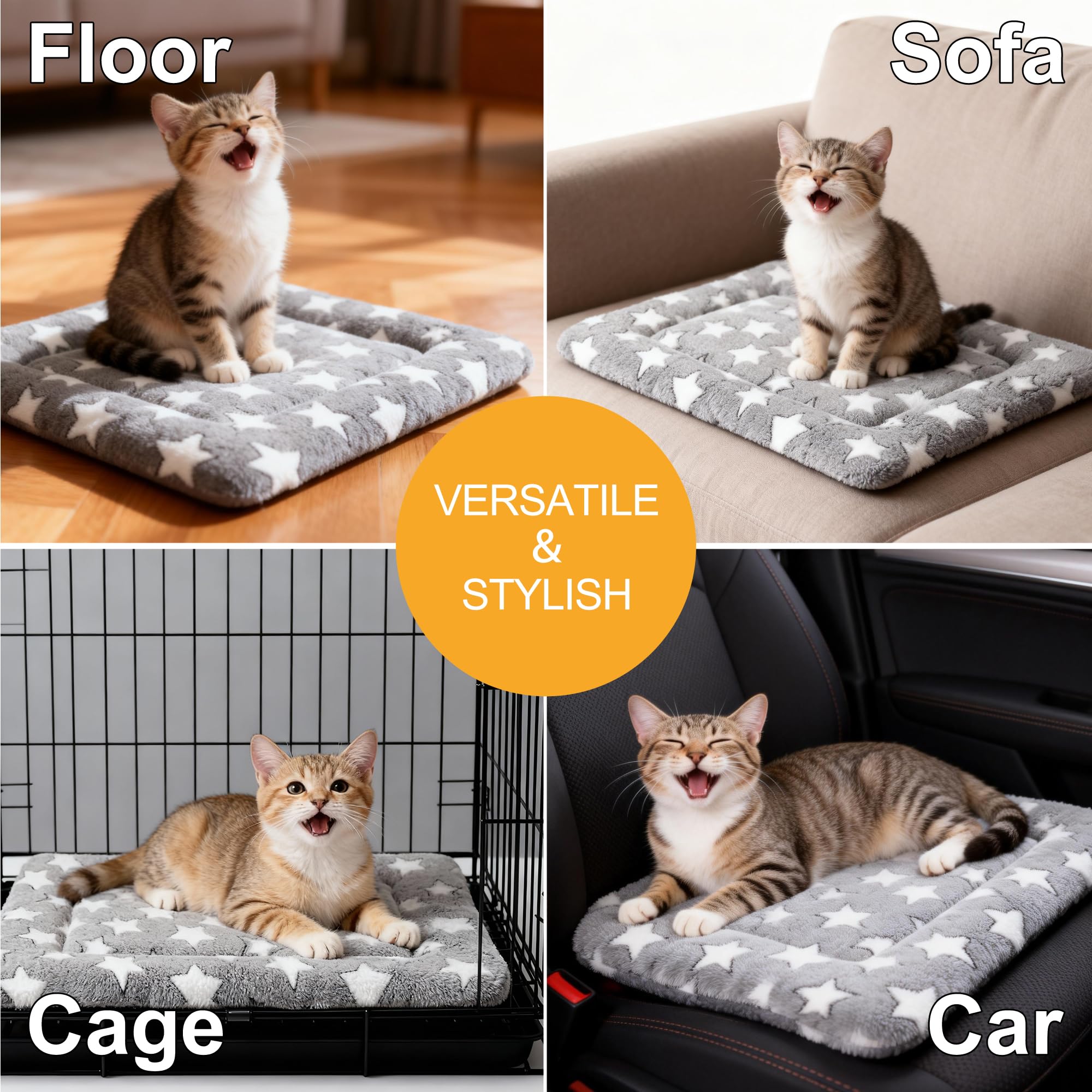 Dog Bed Mat, Reversible Crate Pads for Small/Medium/Large Dogs & Cats Sleeping, Portable & Soft, Dog Beds Crate Pad (Grey, XS(18