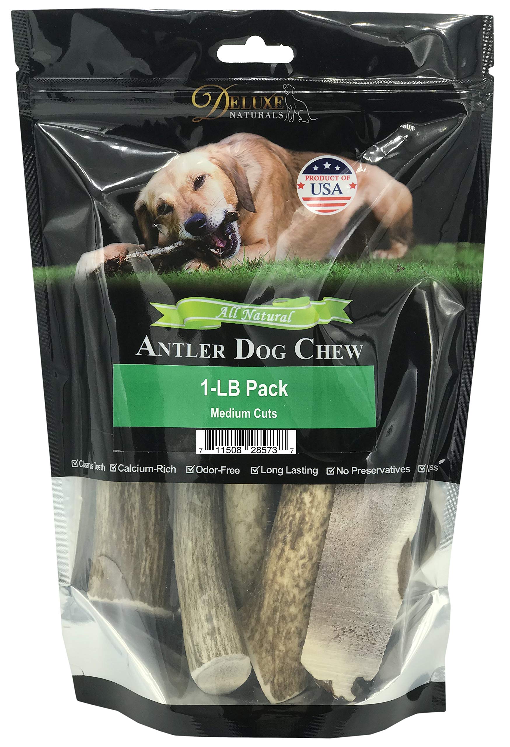 Deluxe Naturals Elk Antler Chews for Dogs | Naturally Shed USA Collected Elk Antlers | All Natural A-Grade Premium Elk Antler Do