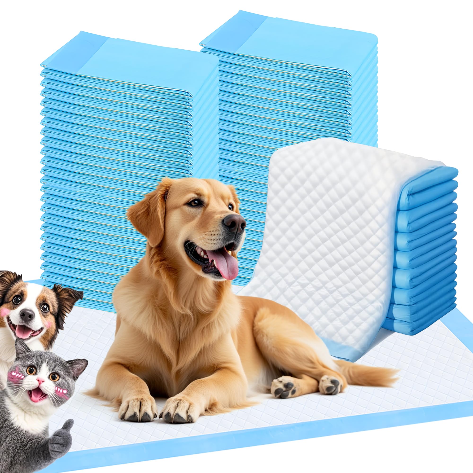 FluffyDream Super Absorbent Waterproof Dog and Puppy Pet Training Pad, Housebreaking Pet Pad,Blue (13x17.7(200PCS))