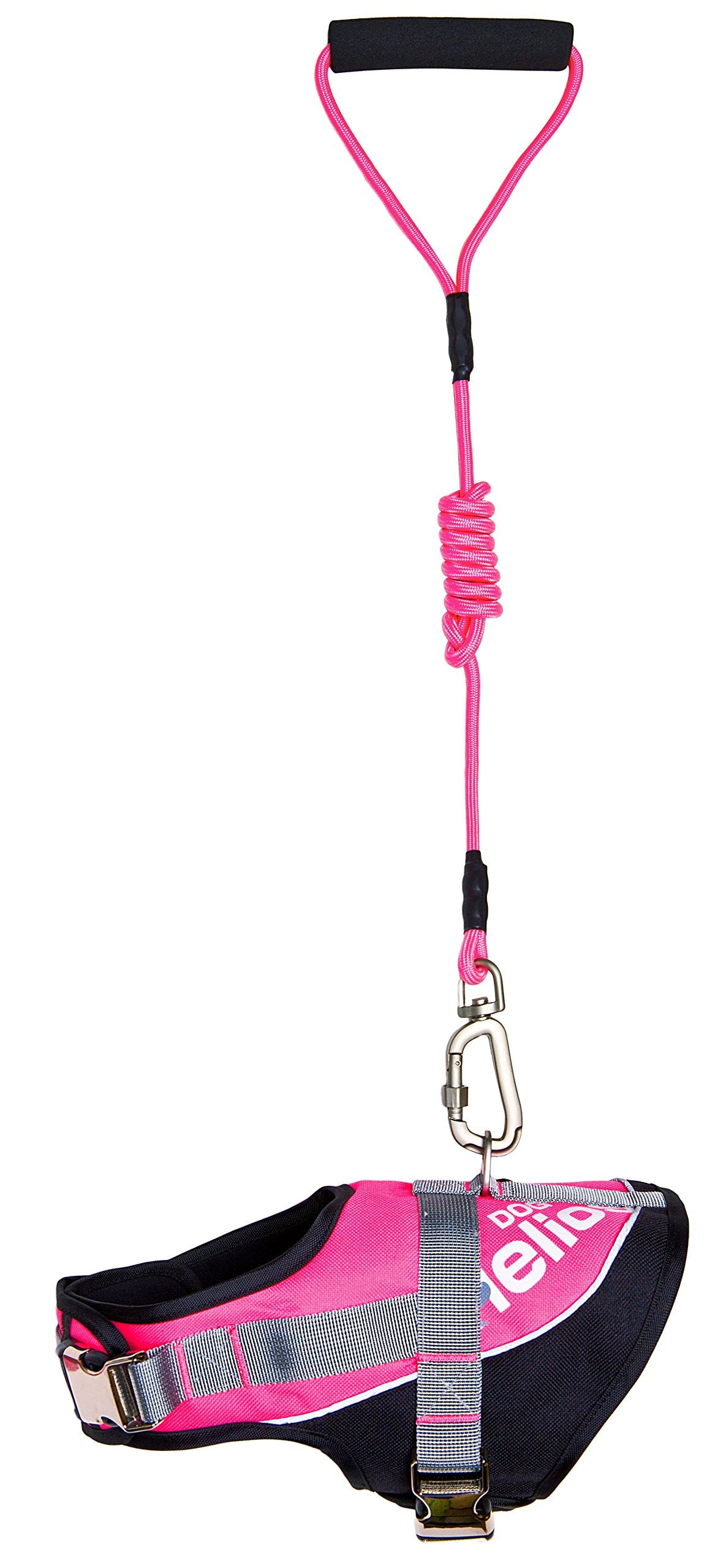 Helios Barkmudder Easy Tension 3M Reflective Endurance 2In1 Adjustable Dog Leash And Harness, Large, Pink
