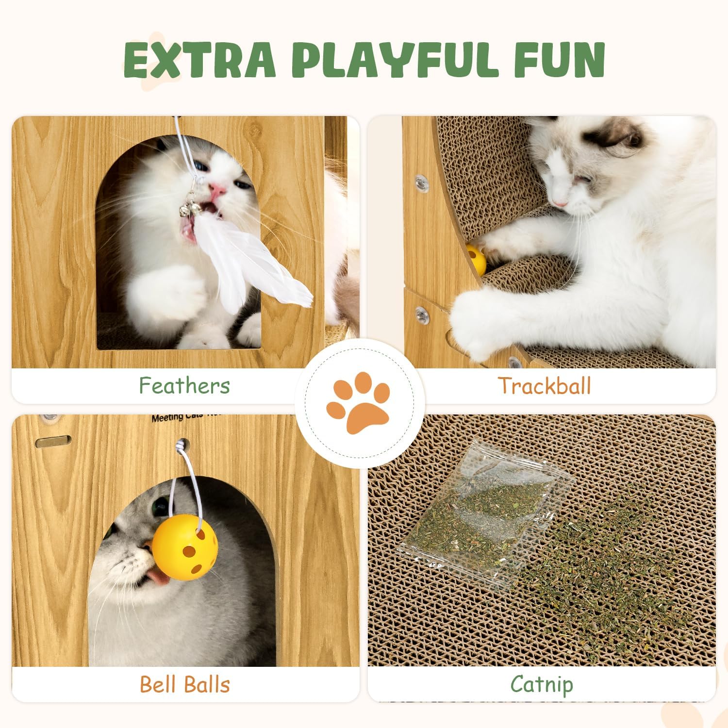 Cat Scratcher Pad For Indoor Cats, Cardboard Scratching Post Vertical Cat Scratch House, Kitten Scratching Board Box With Ball T