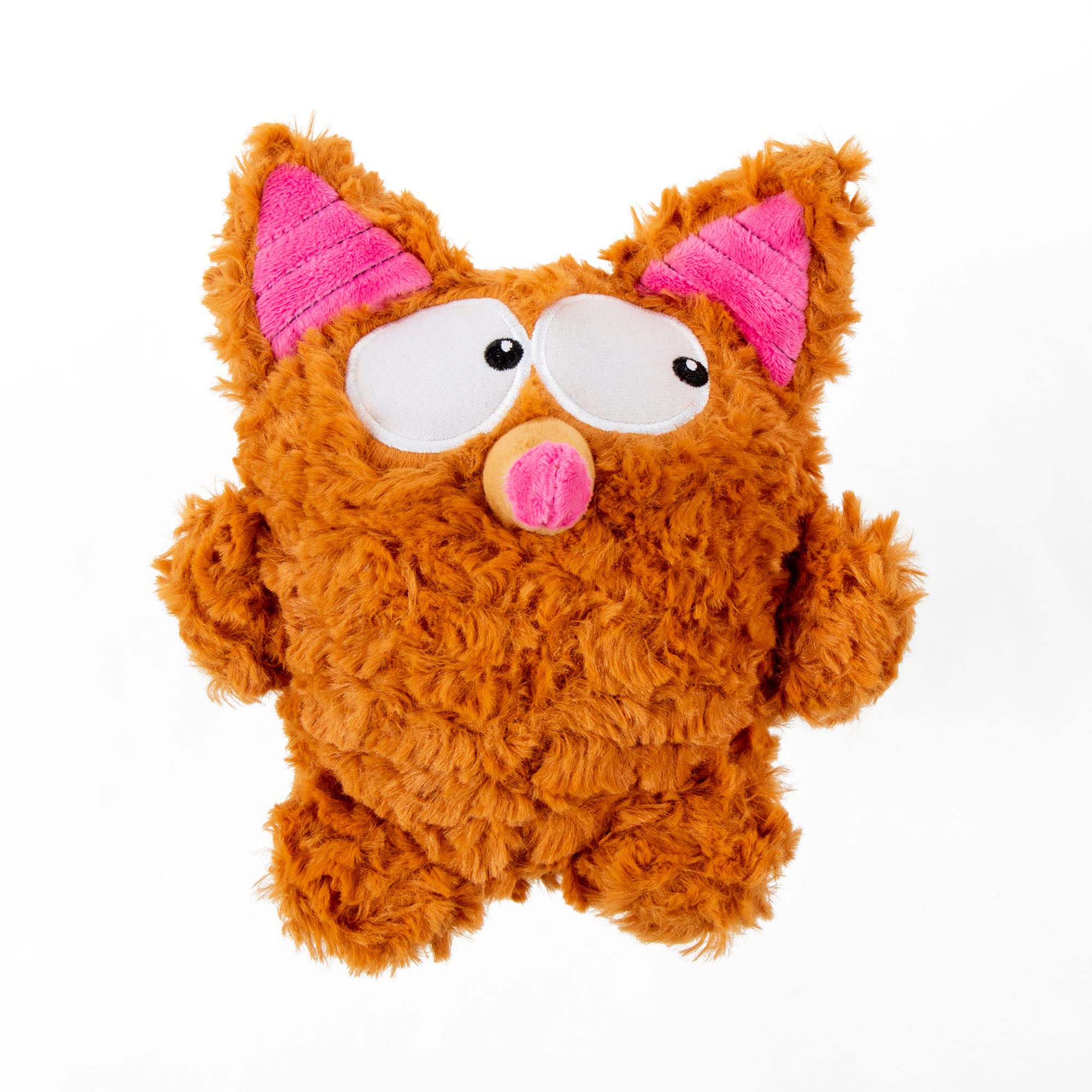 Godog Playclean Bush Squeaky Plush Dog Toy With Odor-Eliminating Essential Oils, Chew Guard Technology - Brown, Large
