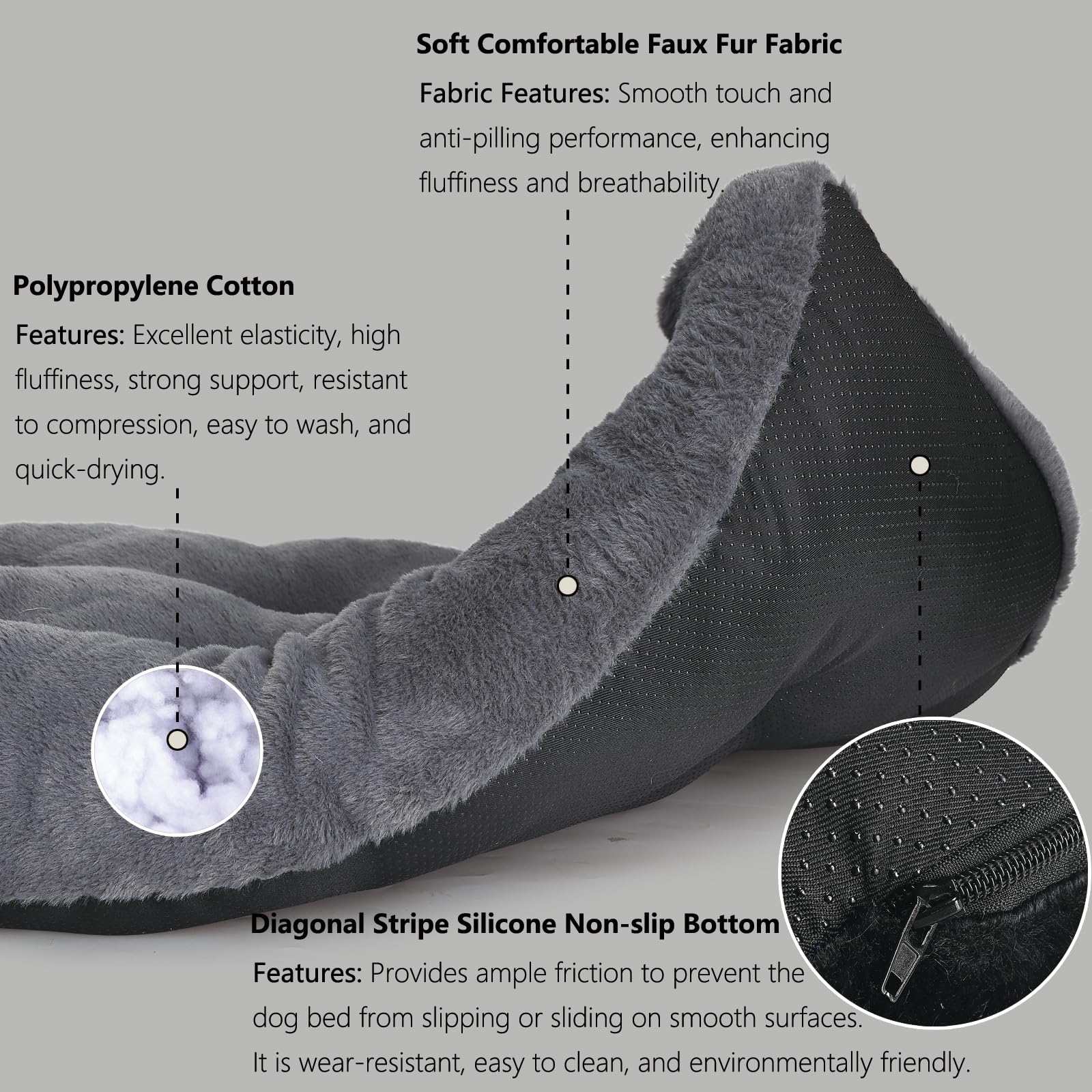 Nononfish 48 Inch Dog Crate Bed For Extra Large Dogs Washable With Anti-Slip Bottom Fit Metal Crates Or Cages,Faux Fur Xxlarge P