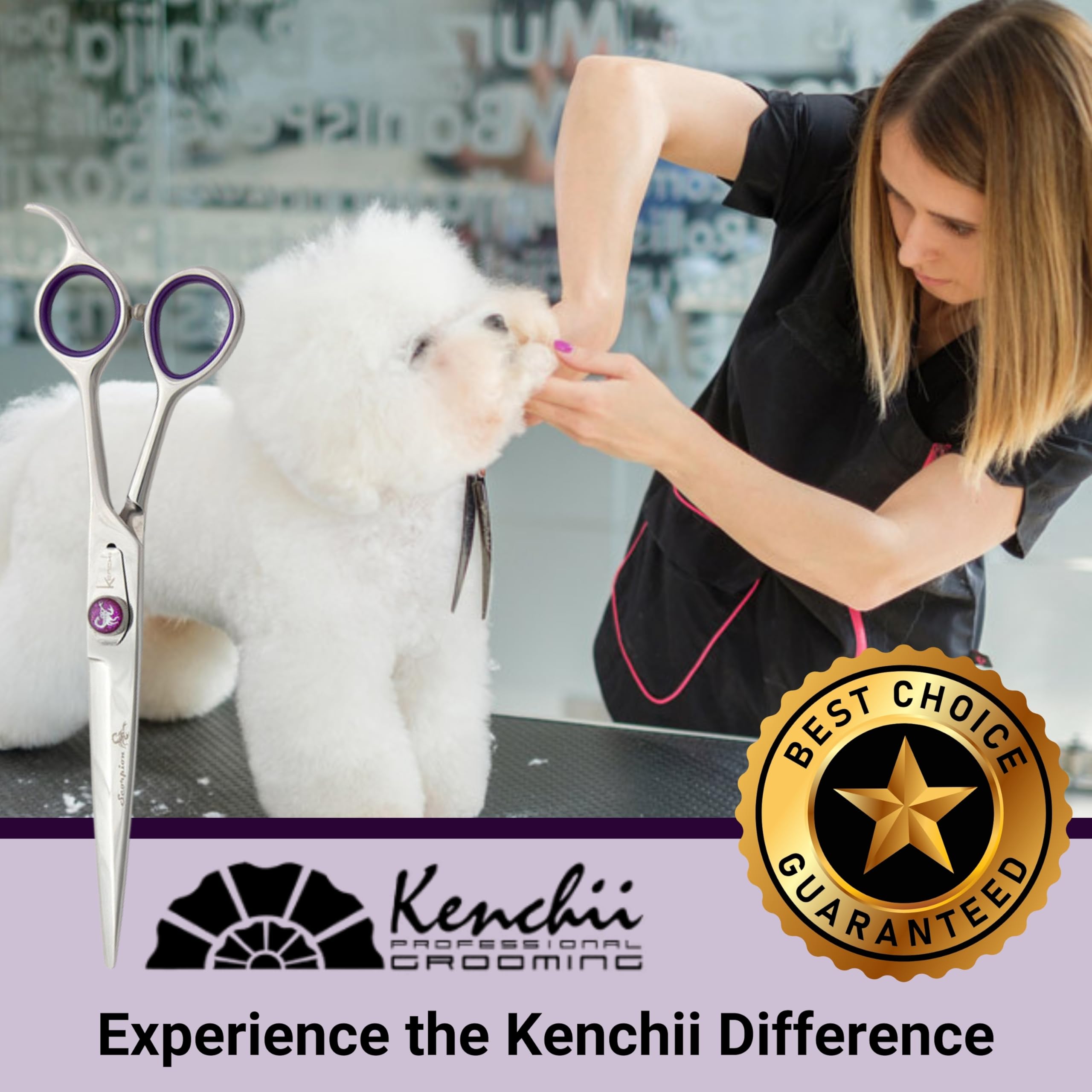 Kenchii Scorpion Dog Grooming Scissors, 7 Inch Straight Shears, Dog Scissors For Grooming, Professional Pet Grooming Scissors, Heavy Duty, Durable And Sharp