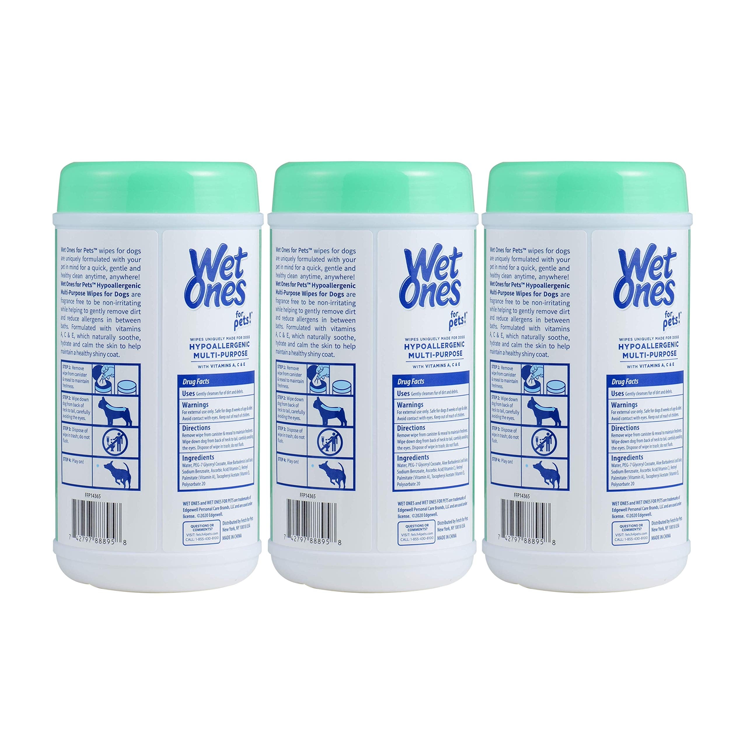 Wet Ones For Pets Multi-Purpose Dog Wipes With Vitamins A, C & E | Fragrance-Free Dog Wipes For All Dogs Wipes Multipurpose | 50