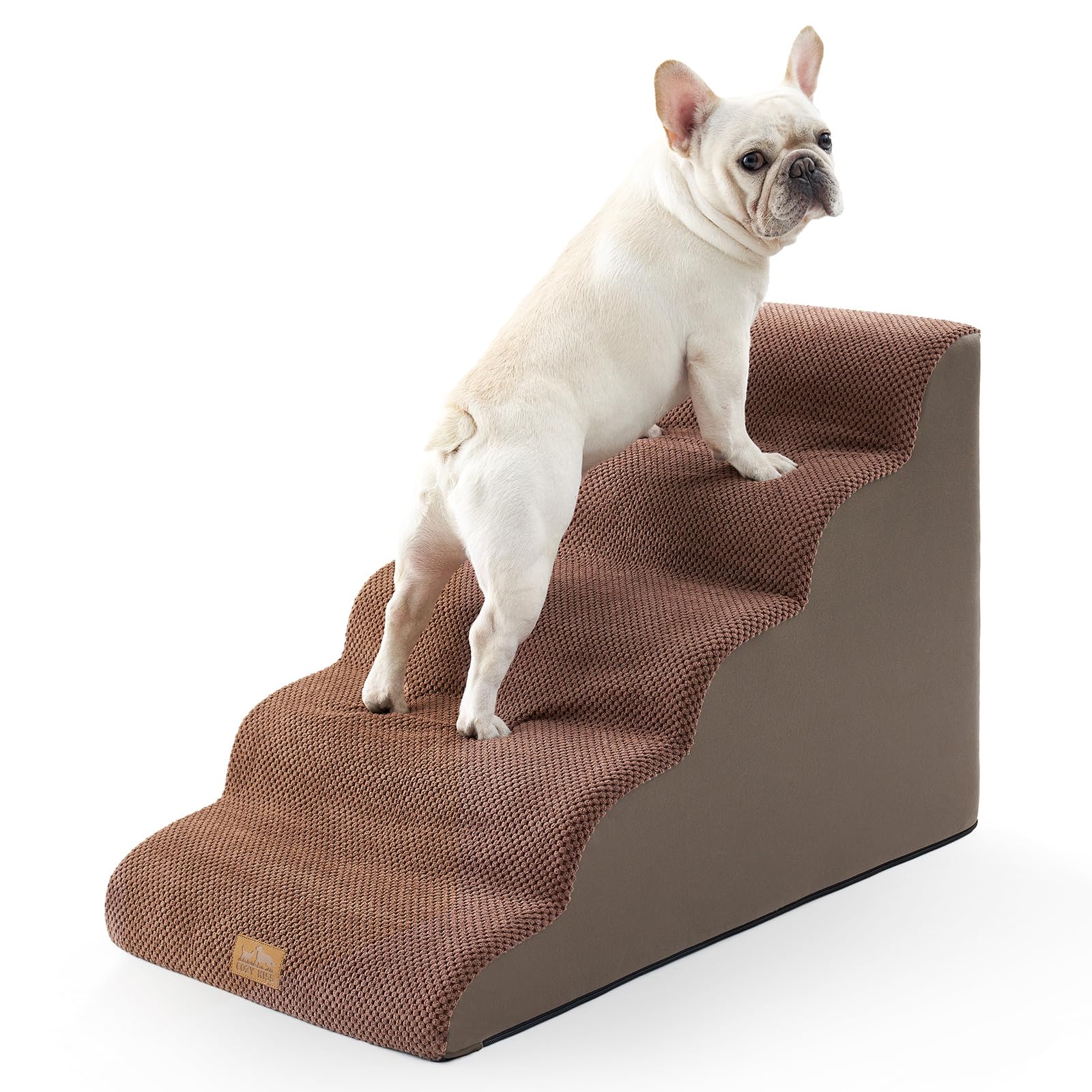 Cozy Kiss Wide Dog Stairs For Large Dogs 19.7'' Width, Dog Step For Small Dog, Puppy Or Cat, Medium Pet Ramp For High Bed Or Car