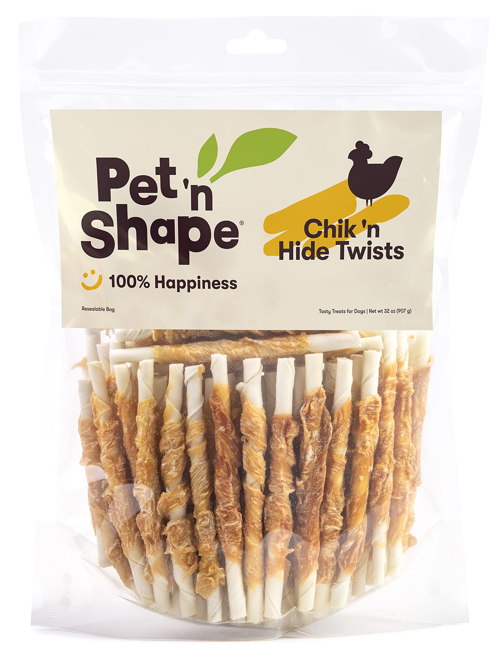 Pet n Shape Hide Twists - Chicken Wrapped Rawhide Dog Treats - Small Twist - 2 Pounds
