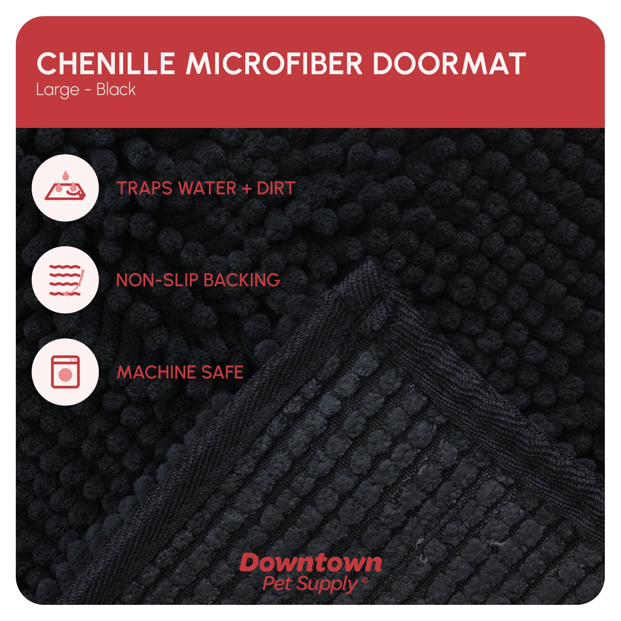 My Doggy Place Microfiber Dog Mat for Muddy Paws, 36 x 26 Black - Absorbent and Quick-Drying Dog Paw Cleaning Mat, Washer and Dr