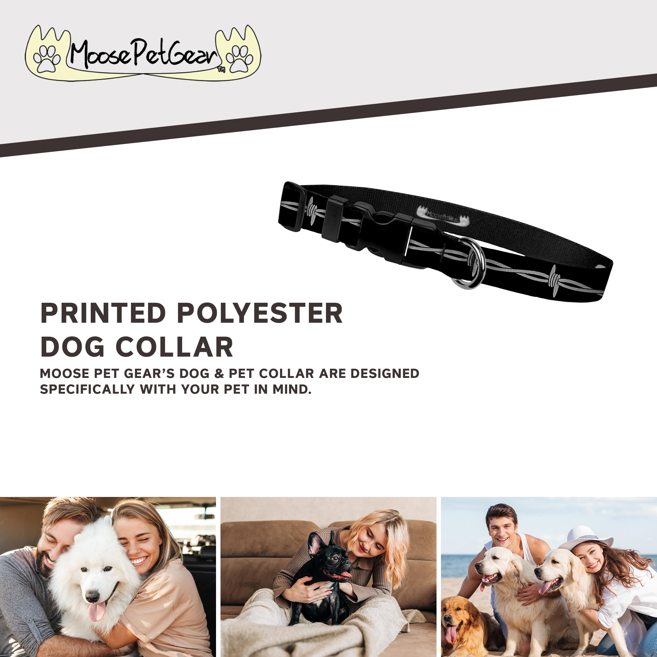 Moose Pet Wear Dog Collar - Patterned Adjustable Pet Collars, 1 Inch Wide, Large, Tie-Dye