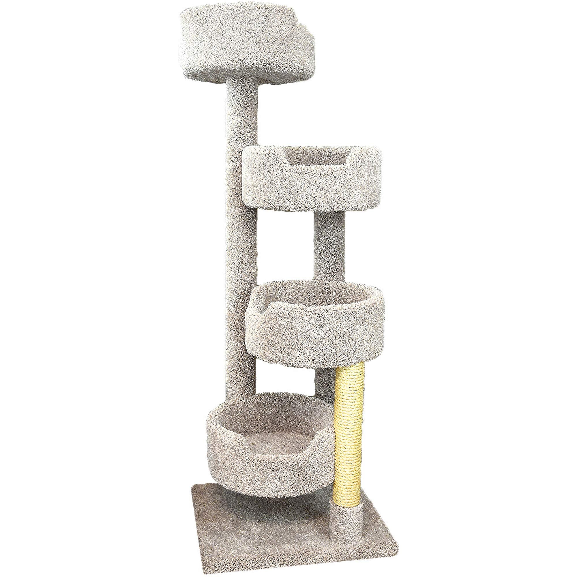 New Cat Condos 190209 Large Cat Tower With 4 Easy To Access Spacious Perches, Beige