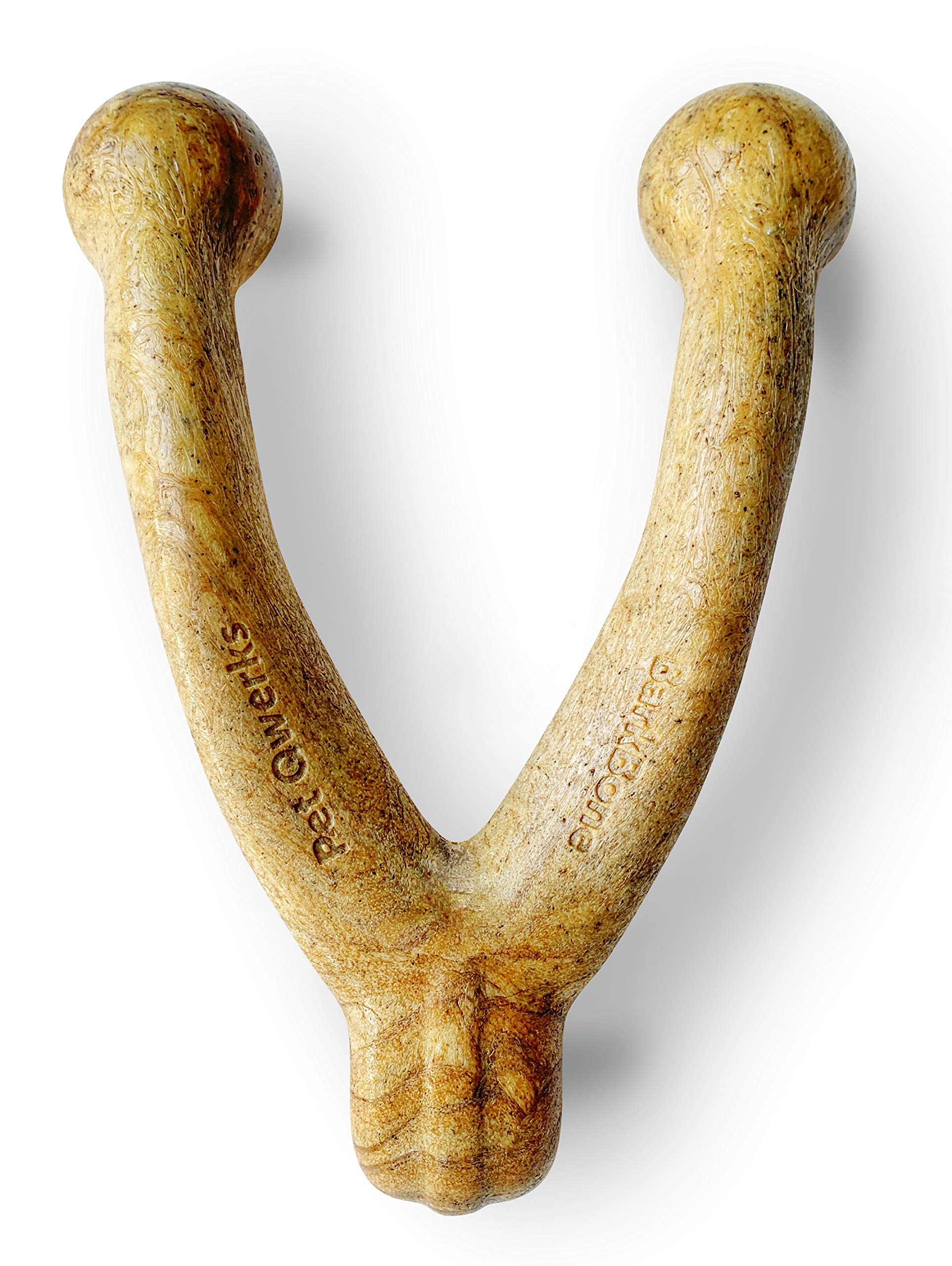 Pet Qwerks Wishbone Barkbone - Nylon Chew Toy For Aggressive Chewers - Peanut Butter Flavor - 5.38'