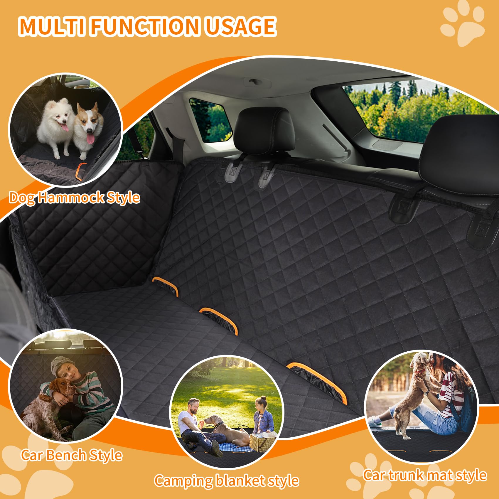 Famstar Dog Car Seat Cover For Back Seat 100% Waterproof Durable 600D 6-Layer Scratchproof Nonslip Pet Dog Seat Cover With Mesh Window For Dog Hammock For Car Trucks And Suv(54'X58'-Hi, Black)