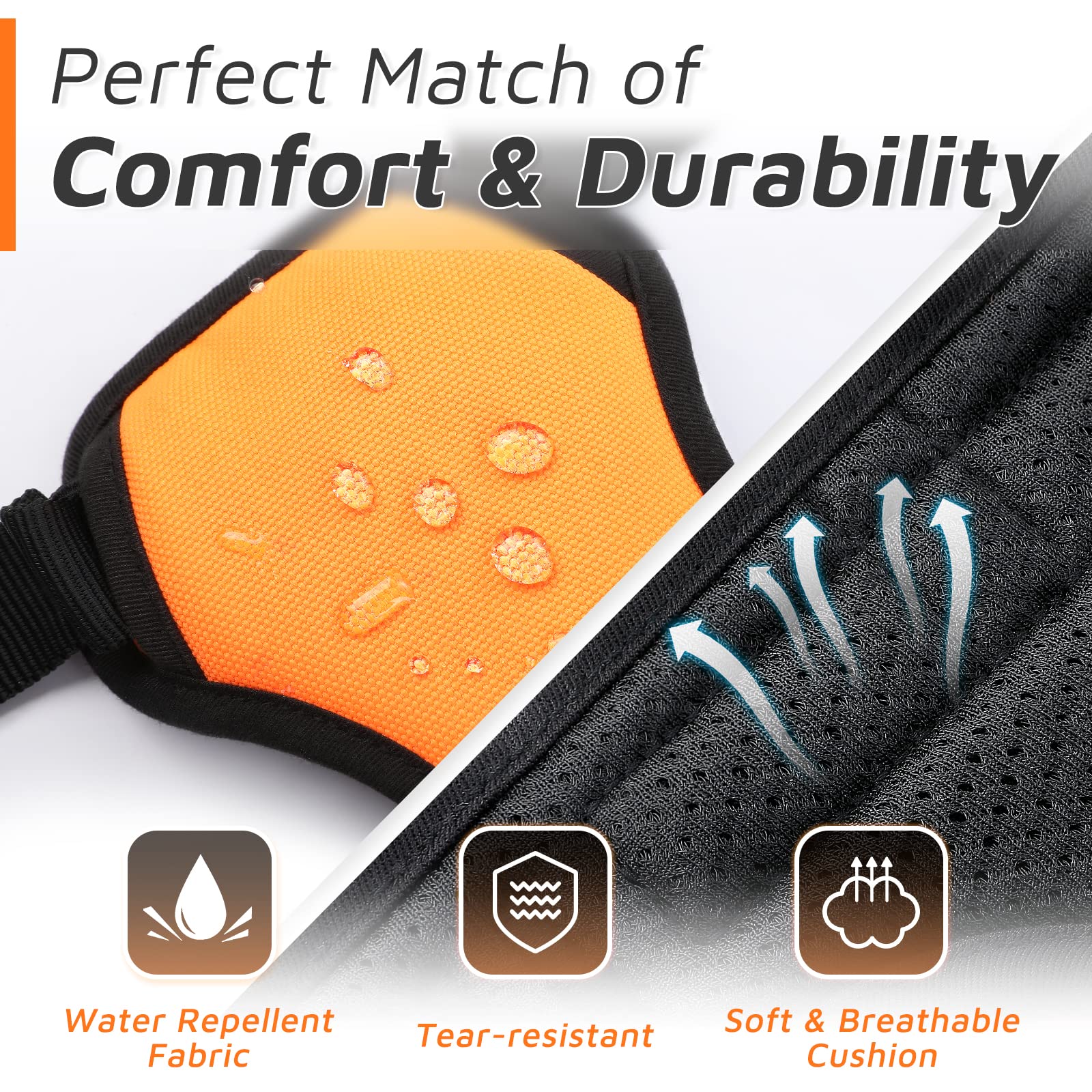 Eagloo Dog Harness For Large Dogs, No Pull Service Vest With Reflective Strips And Control Handle, Adjustable And Comfortable For Easy Walking, No Choke Pet Harness With 2 Metal Rings, Orange, L