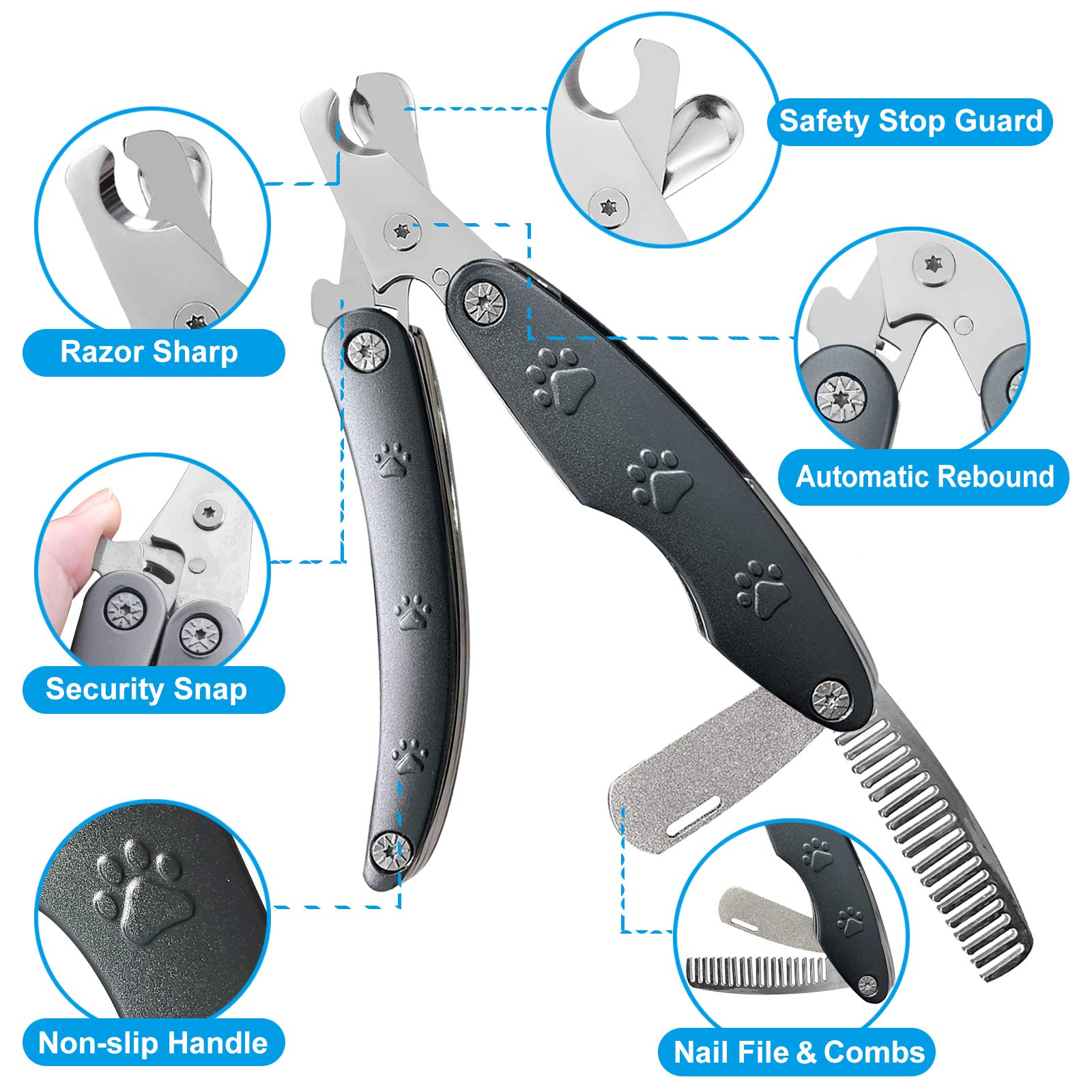 Best Dog Nail Clippers For Anxiety Sensitive Dog, Quiet Sharpest Smoothest Dog Nail Trimmers For Extra Large Medium Small Size Breed, Heavy Duty Metal Dog Nail Cutter For All Dogs With Thick Toenail