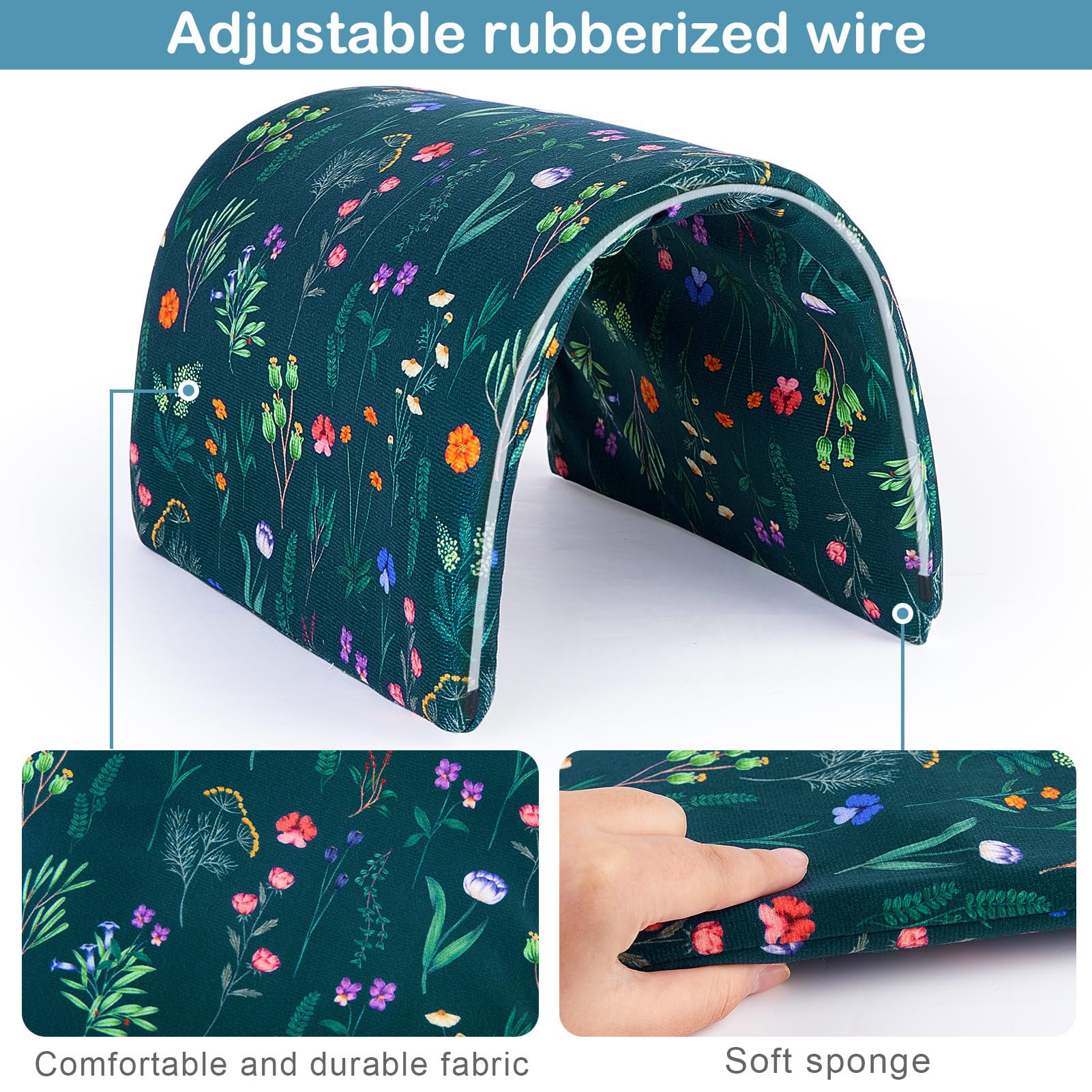 Bienbee Guinea Pig Tunnel & Hideout - Washable Rabbit Tunnel & Bunny House for Small Animals - Green Flowers Design