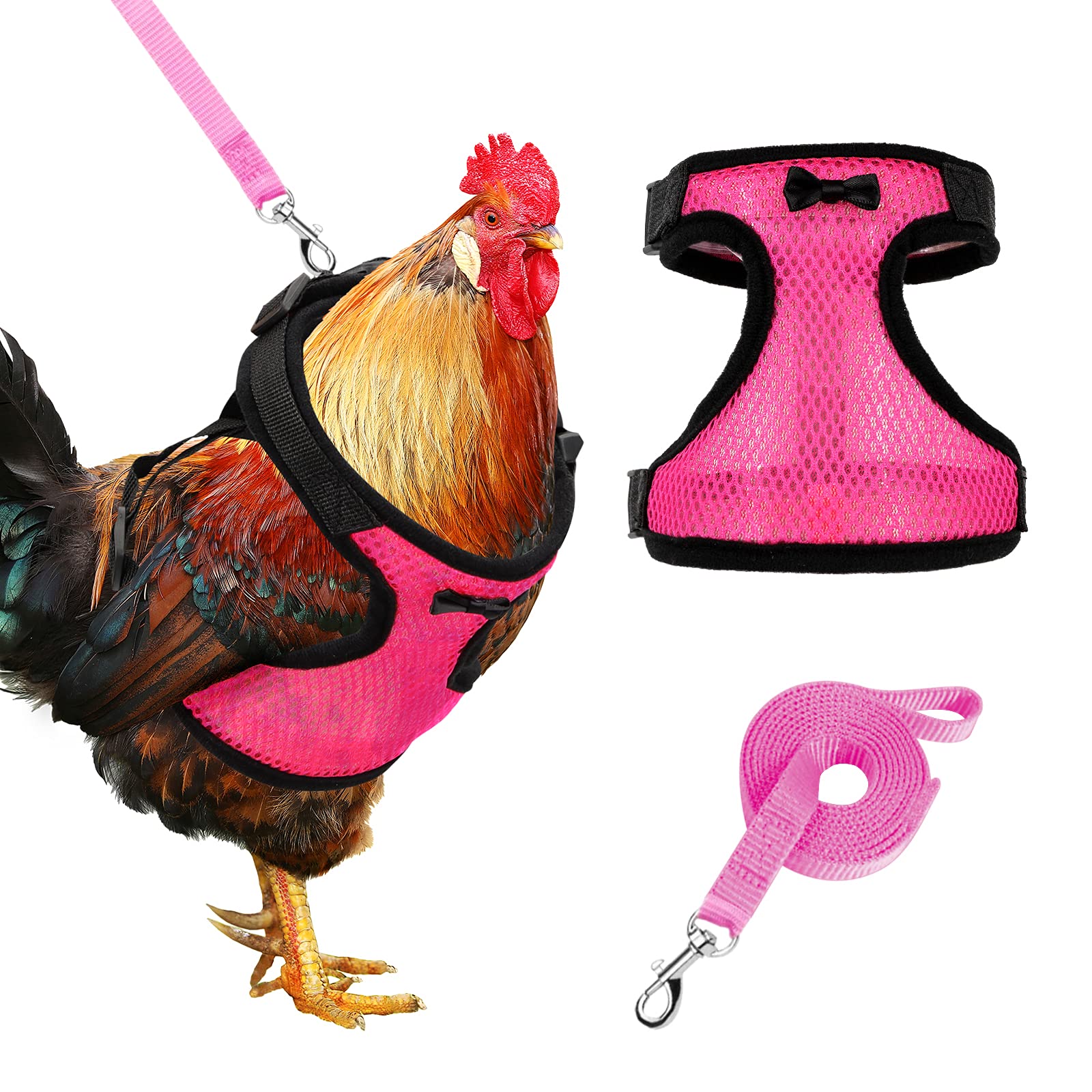 Adhafera Chicken Harness with Leash, Upgraded Double Adjustment Chicken Harness and Leash Set for Hens, Duck, Goose, Small Pet (