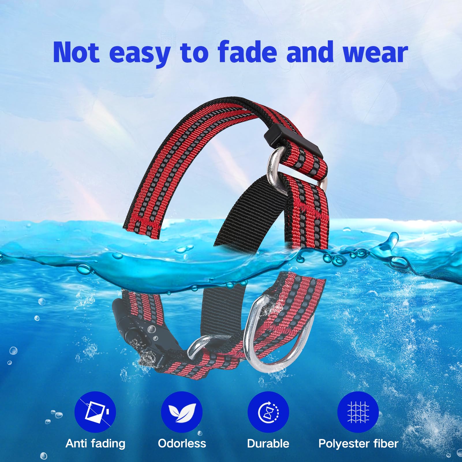 Joyeeiioo Martingale Dog Collar, Adjustable Nylon Reflective Collar With Buckle. No Pull-For Small, Medium, Large Dogs. Prevents Slipping Out-Helps With Strong Pullers-Increase Control (Red M)