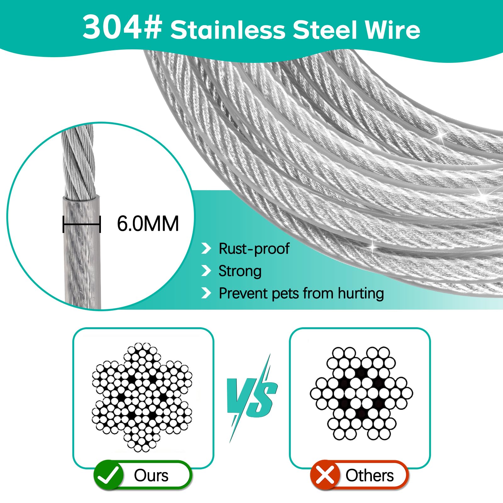 Long Leash Chew Proof, Tie Out Cable For Dogs 10/20/30/50 Ft With Carabiner, Leads For Yard Medium Large Dogs, Padded Handle (Gr