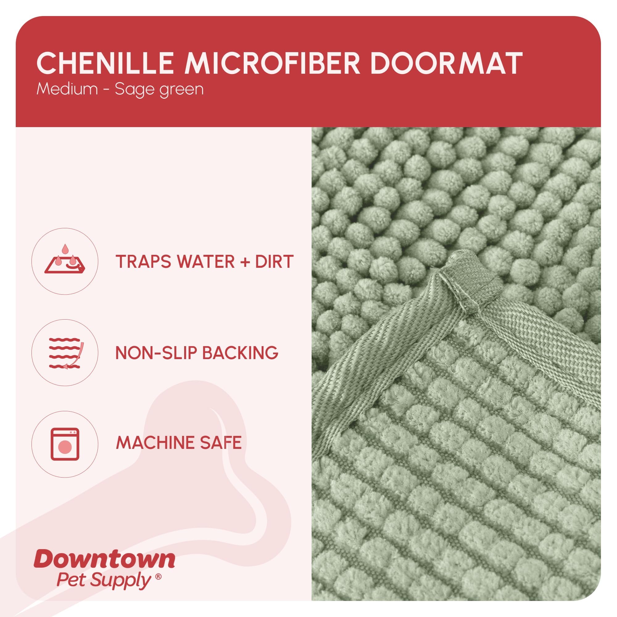 My Doggy Place Microfiber Dog Mat for Muddy Paws, 31 x 20 Sage - Absorbent and Quick-Drying Dog Paw Cleaning Mat, Washer and Dry