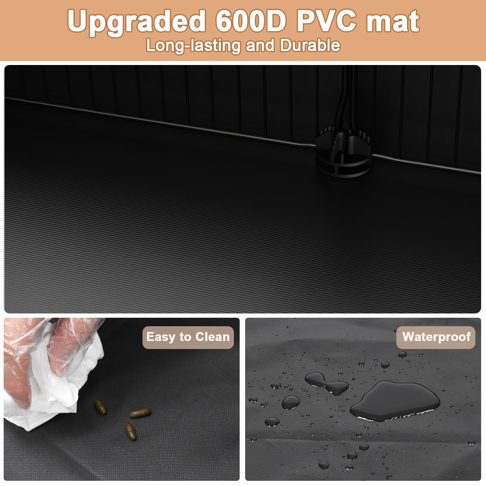 Tresbro Guinea Pig Cage with Waterproof PVC Bottom Liner & One-Hand Release Hook, Triple Fixing C&C Cage for Guinea Pigs, Bunny,