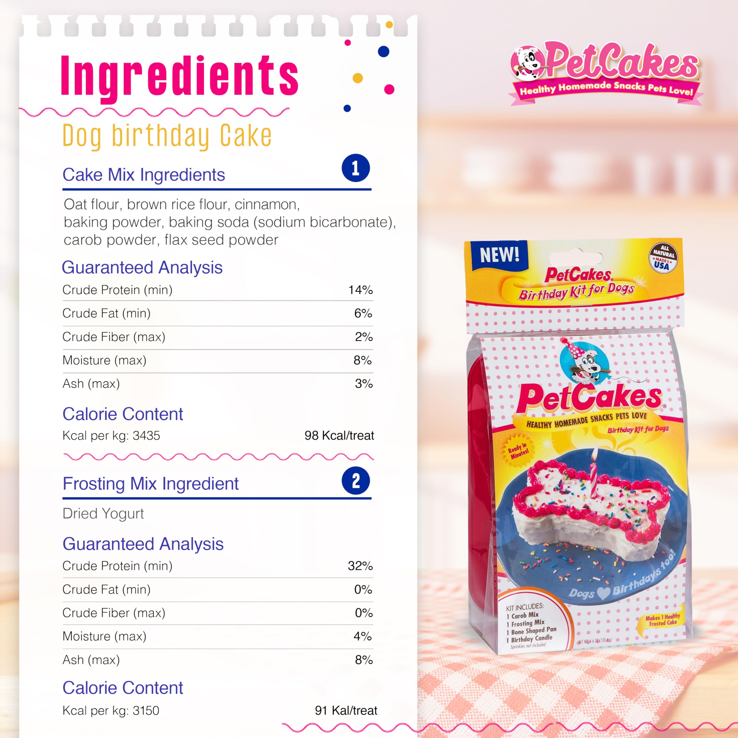 Petcakes Birthday Cake Kit For Dogs, 7 x 4.5 x 3