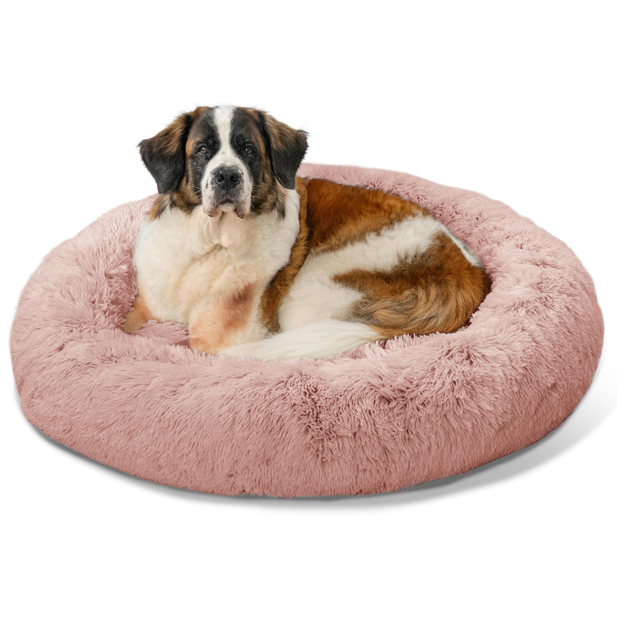 Best Friends By Sheri The Original Calming Donut Dog And Cat Bed In Shag Fur, Dusty Rose, Extra Large, 45X45