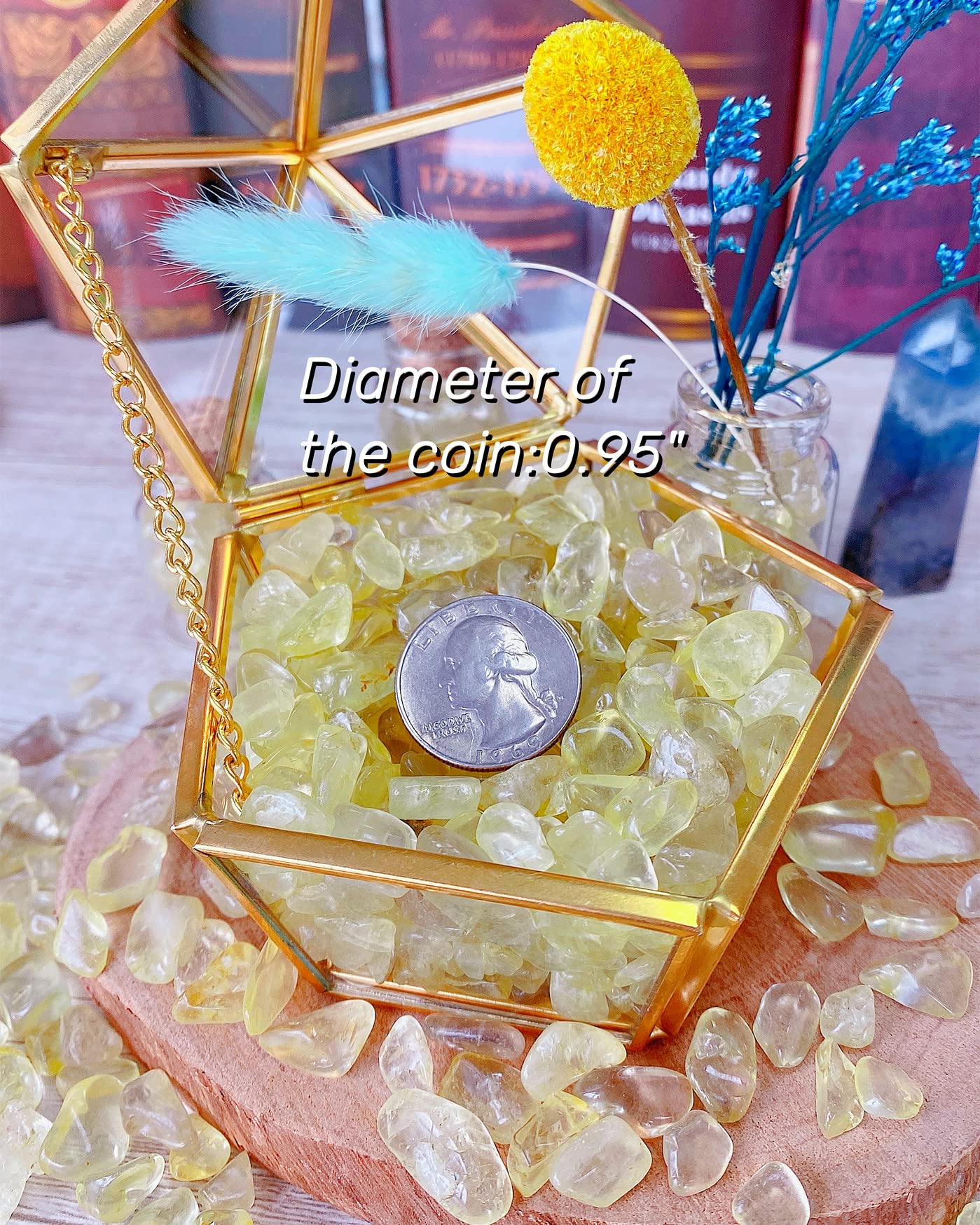 0.6lb Citrine Crystals Quartz Tumbled Stones Chips Stone Crushed Crystal Natural Irregular Polished Rocks Gem Gravel Home Decora