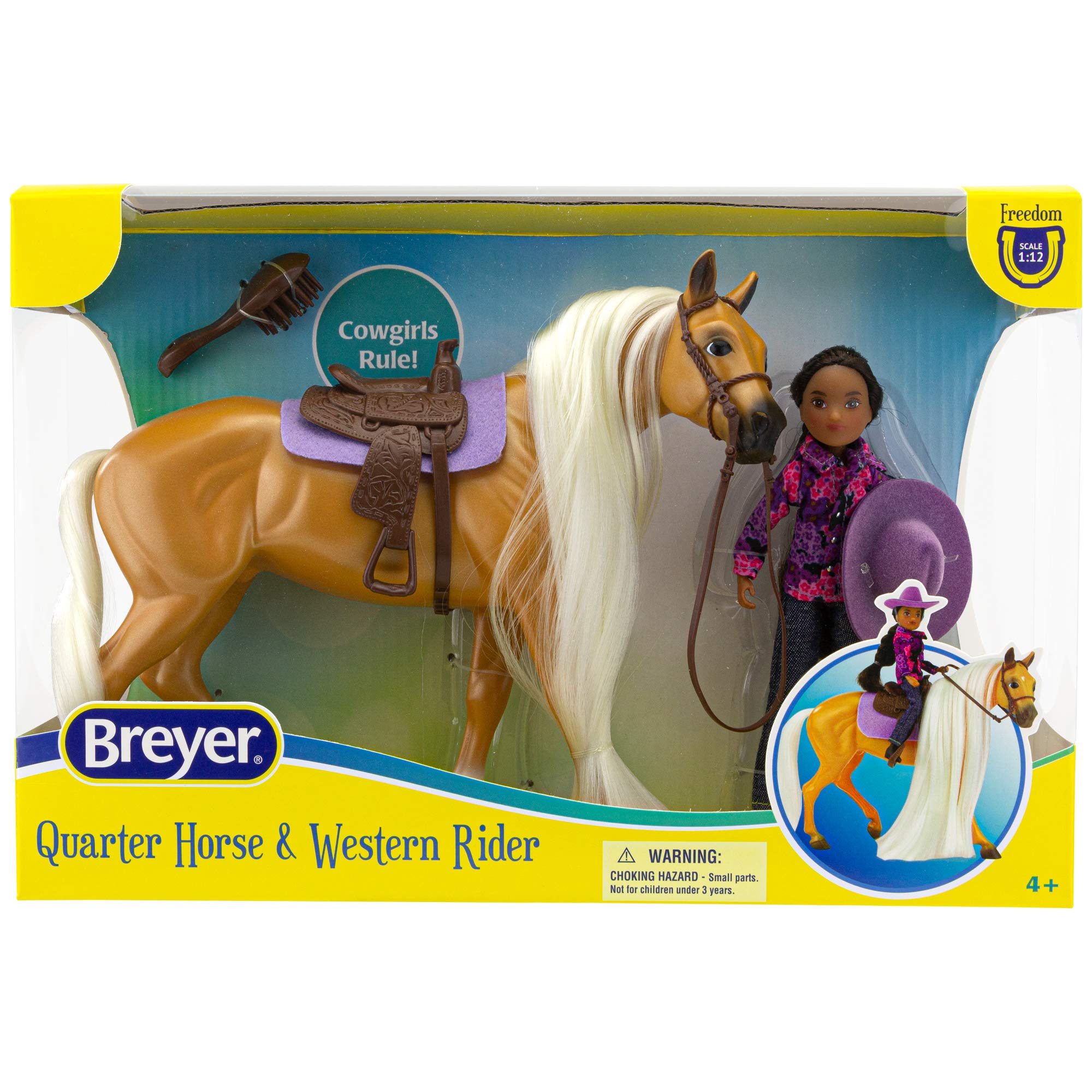 Breyer Horses Freedom Series Horse And Western Rider Set | Charm & Gabi | Horse And Rider Set | Horse Toy | 9.75' X 7' | 1:12 Scale | Model #61146, Brown