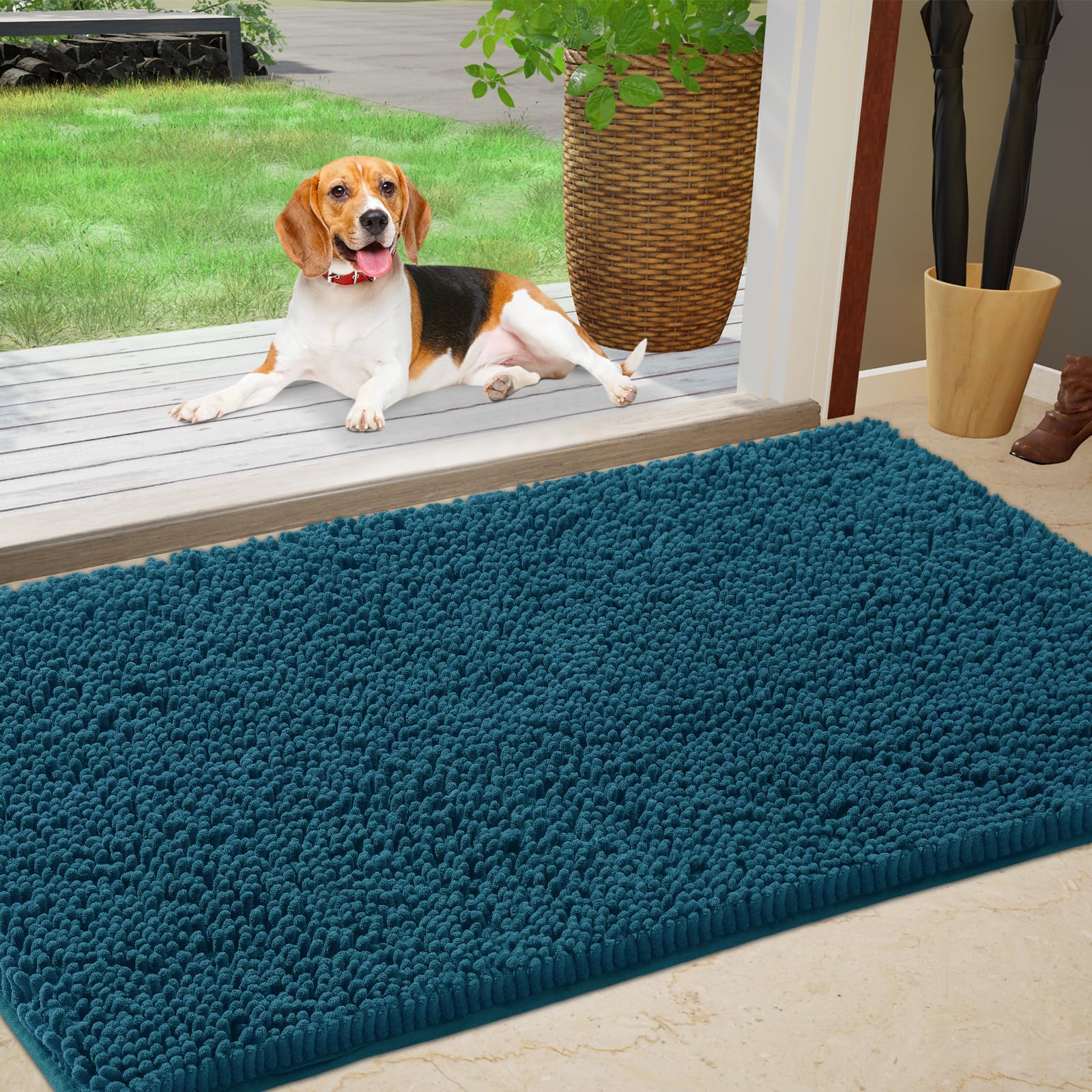IM HOME Durable Chenille Absorbent Outdoor Doormat 25 x 71, Muddy Washable Door Mats for Dog Non Slip Heavy Indoor Doormat Soft 