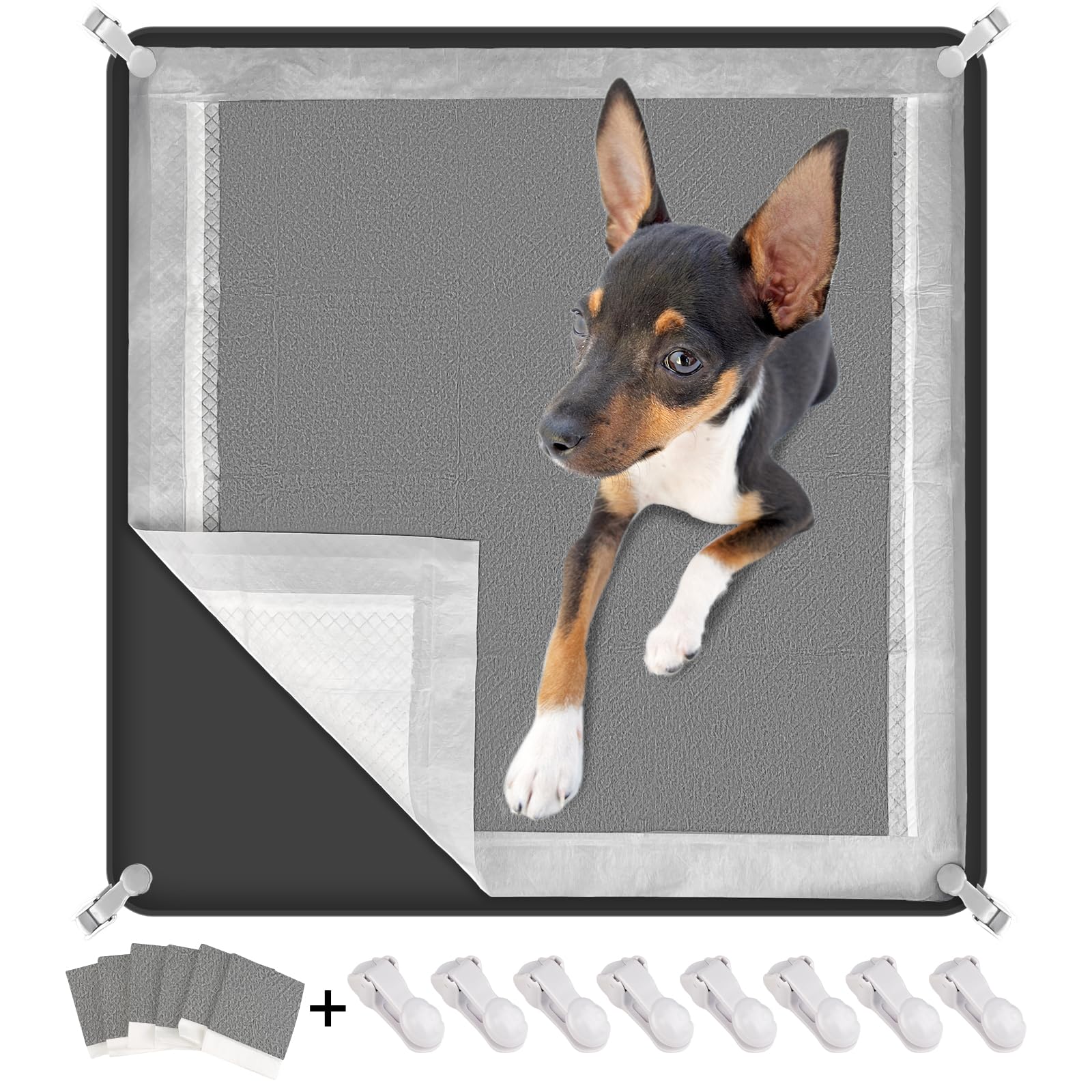 Letesult Dog Pee Pad Holder, Puppy Pad Holder Tray For 24'' X 24'' Training Pads, 15Pcs Dog Potty Tray Set Include High Edge Sil