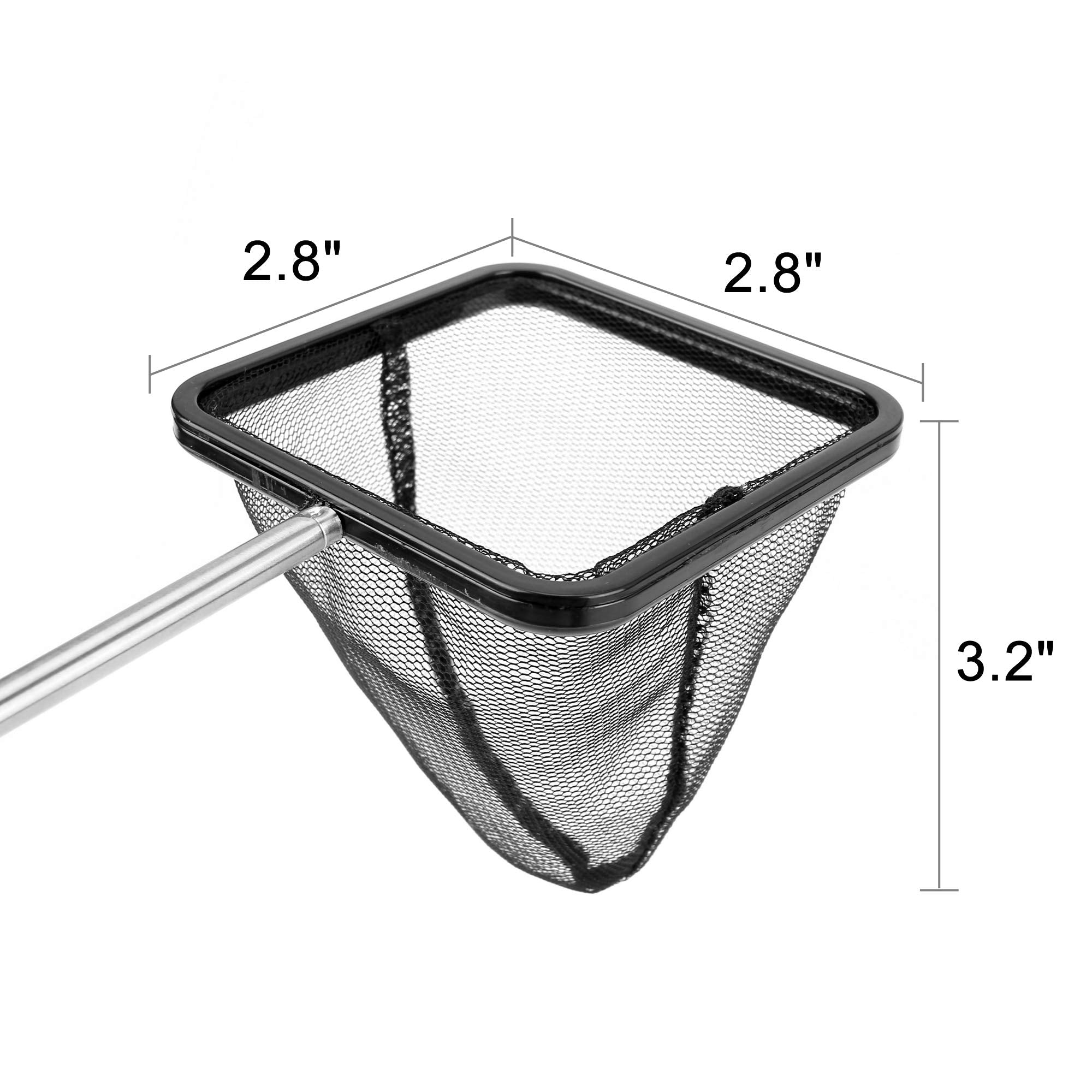 Filhome Aquarium Net with Extendable Stainless Steel Long Handle, Fine Mesh for Fish Tank, Betta Net (2.8 inch)