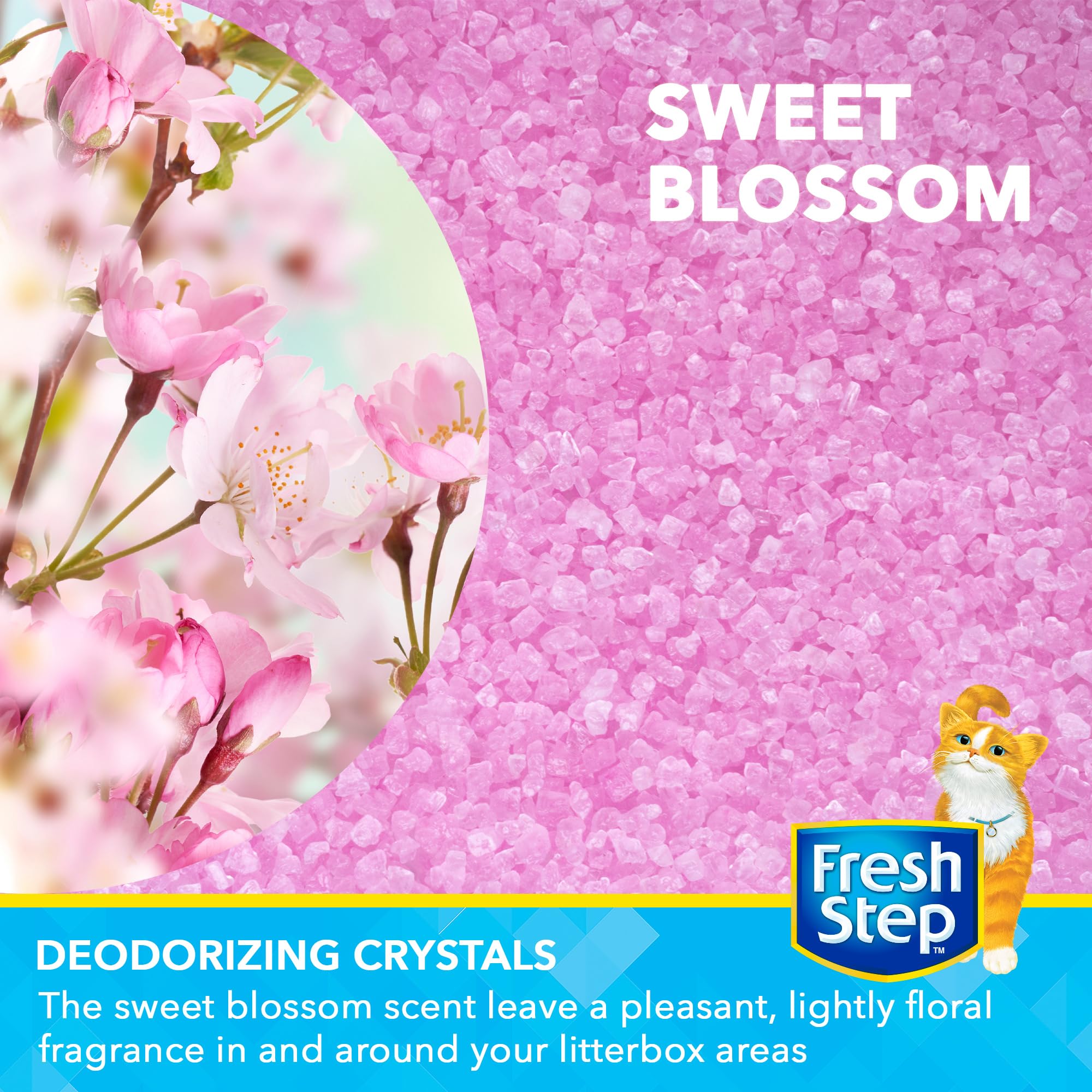 Fresh Step Cat Litter Crystals in Sweet Blossom Scent - Cat Litter Box Deodorizer - Combats Odors and Neutralizes Smells to Keep