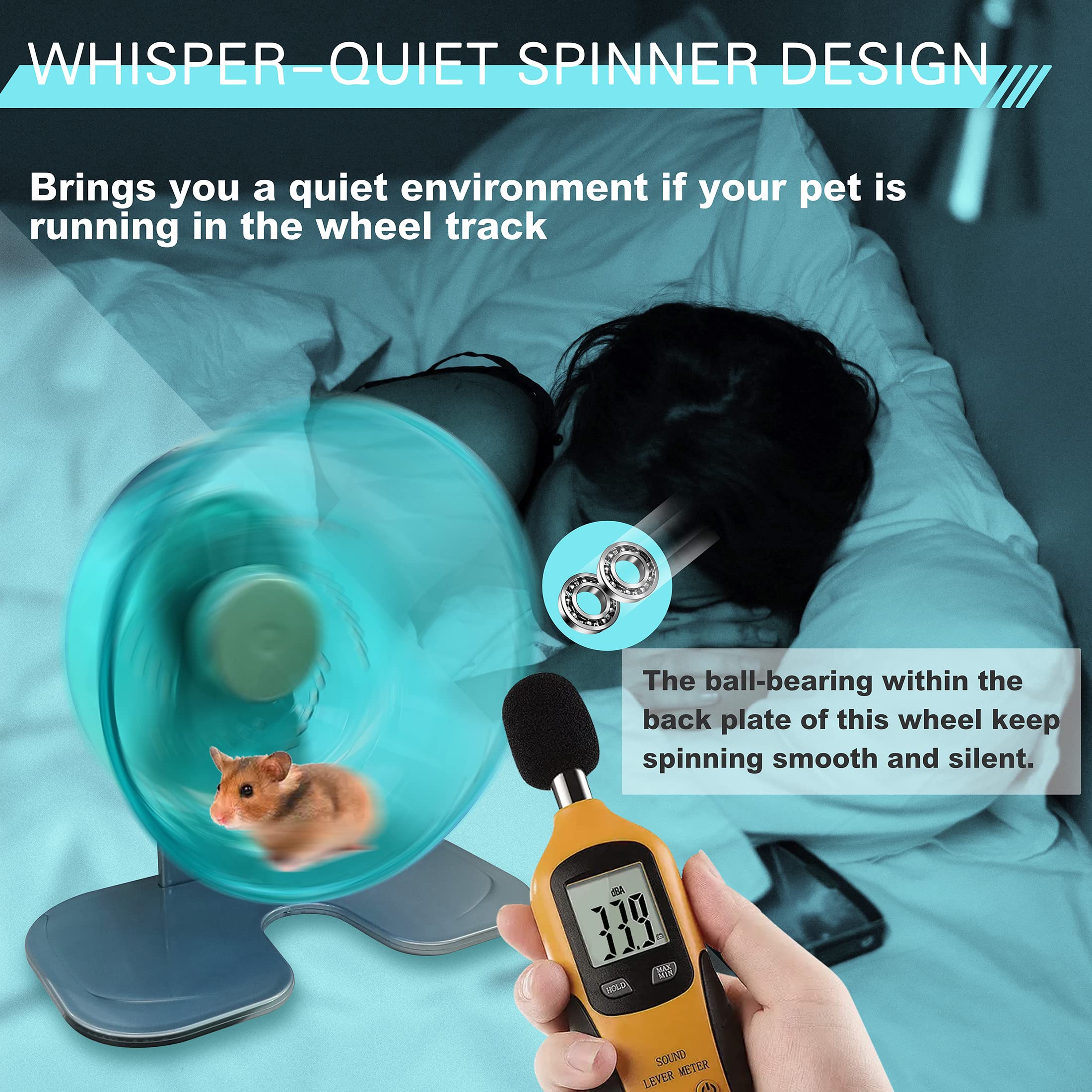 Petest Hamster Exercise Wheel, Silent Spinner Hamster Running Wheels, Diameter 8.3 Inch, Green