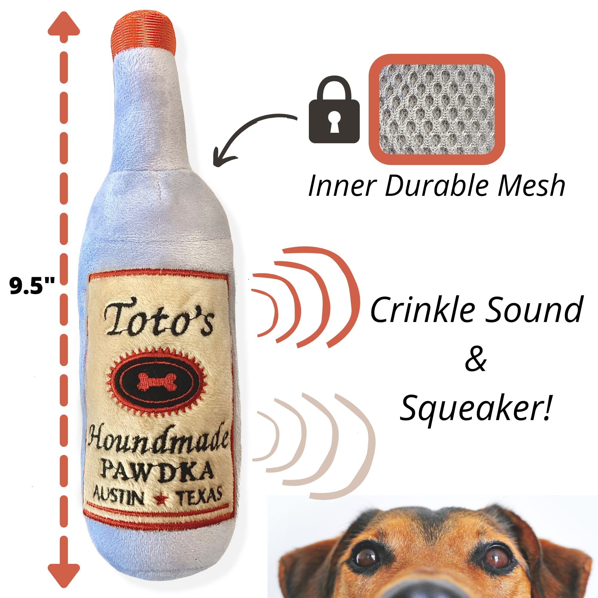 Nestpark Plush Squeaky Crinkle Dog Toy for Medium, Small & Large Dogs - Cute Birthday Gift