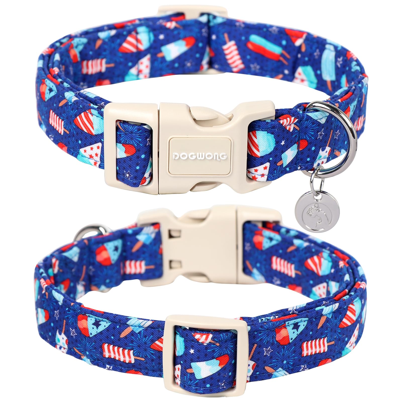 Dogwong Cotton Dog Collar - Summer Popcile Soft Natural Fabric Puppy Necklace For Small, Medium, Large Dogs