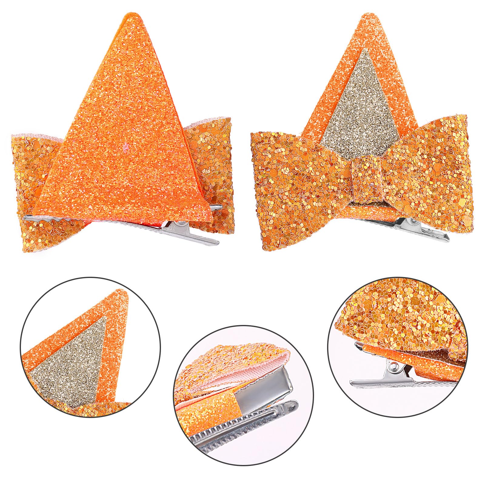 2 Pairs Blue Ears Hair Clips Dog Ears Hair Clips Glitter Bow Barrettes For Halloween Costume Birthday Decorations Blue Party Sup