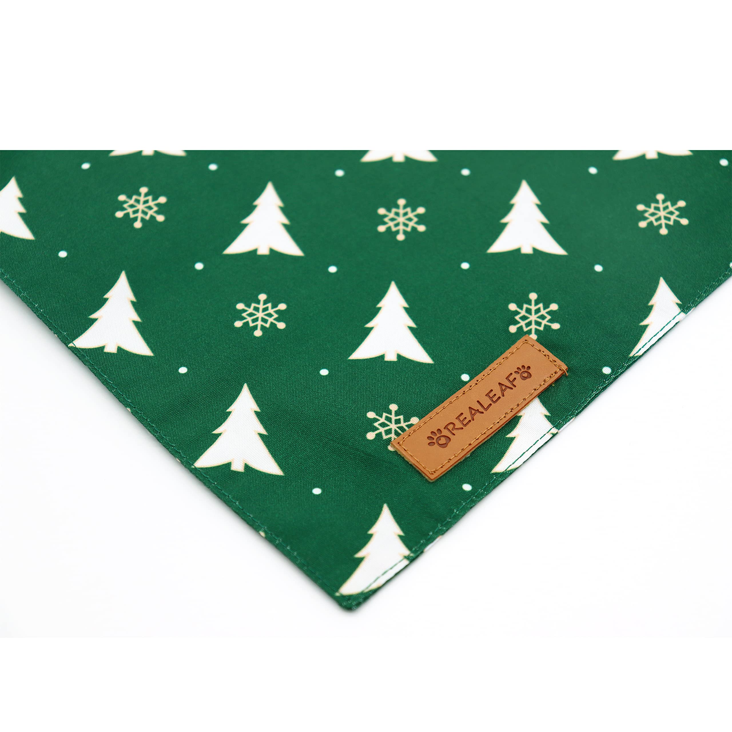 Realeaf Christmas Dog Bandanas 2 Pack, Christmas Tree And Santa Claus Dog Scarf For Boy And Girl, Premium Durable Fabric, Holiday Bandana For Small Medium Large And Extra Large Dogs (Small)