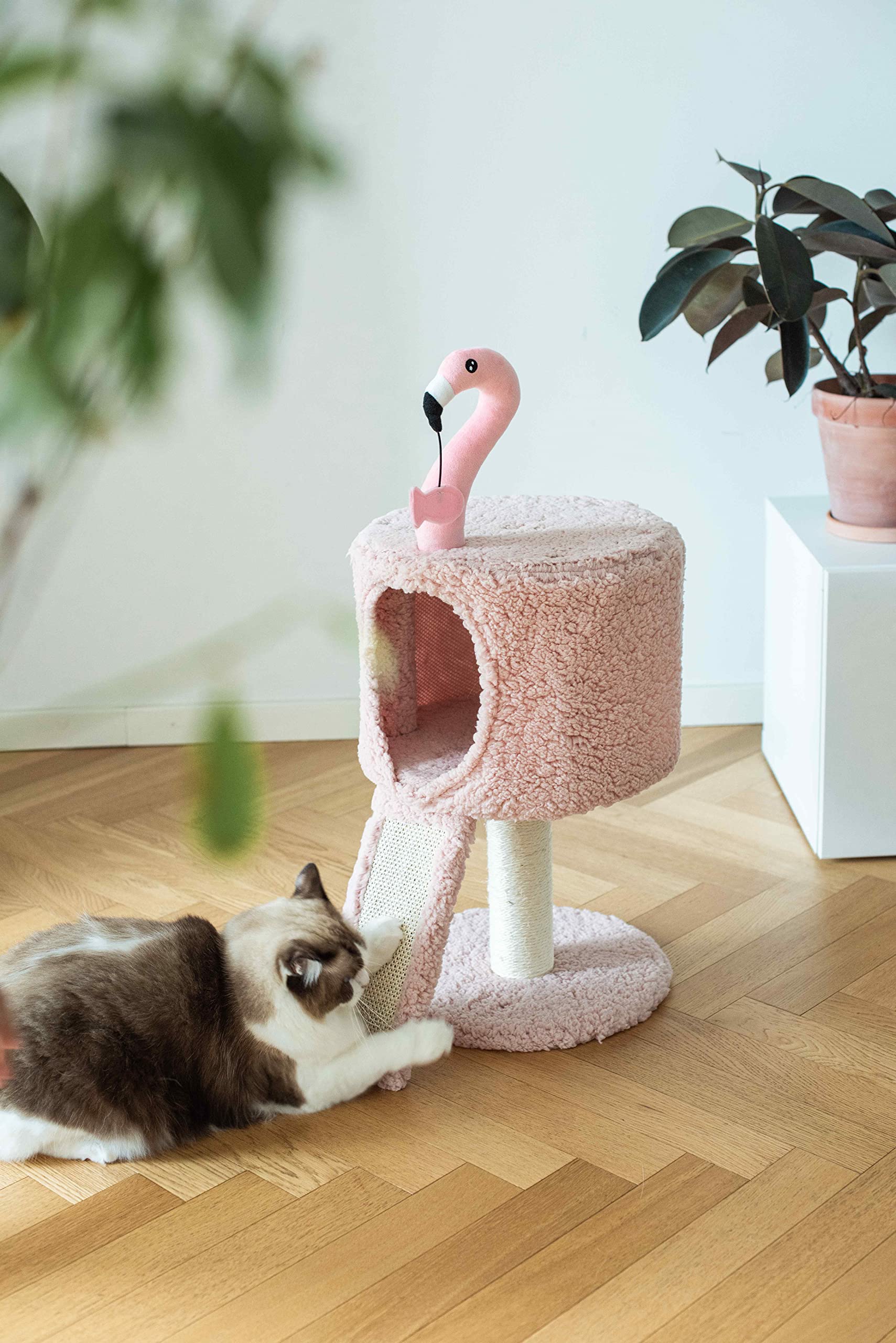 Catry Cat Tree With Scratching Post - Animal Cat Tower - Cat Climber With Jute Cat Scratch Post - Cat Condo