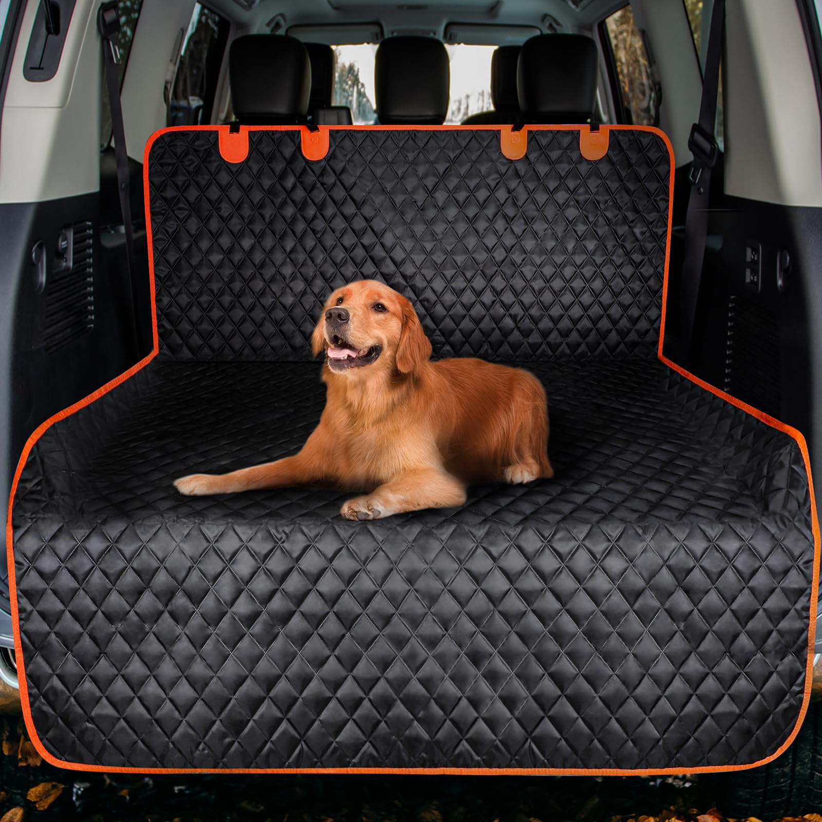 MIXJOY Waterproof SUV Cargo Liner for Dogs, Pet Cover Mat With Bumper Flap Protector, Nonslip Seat Cover for Trunk Sedans Vans, 