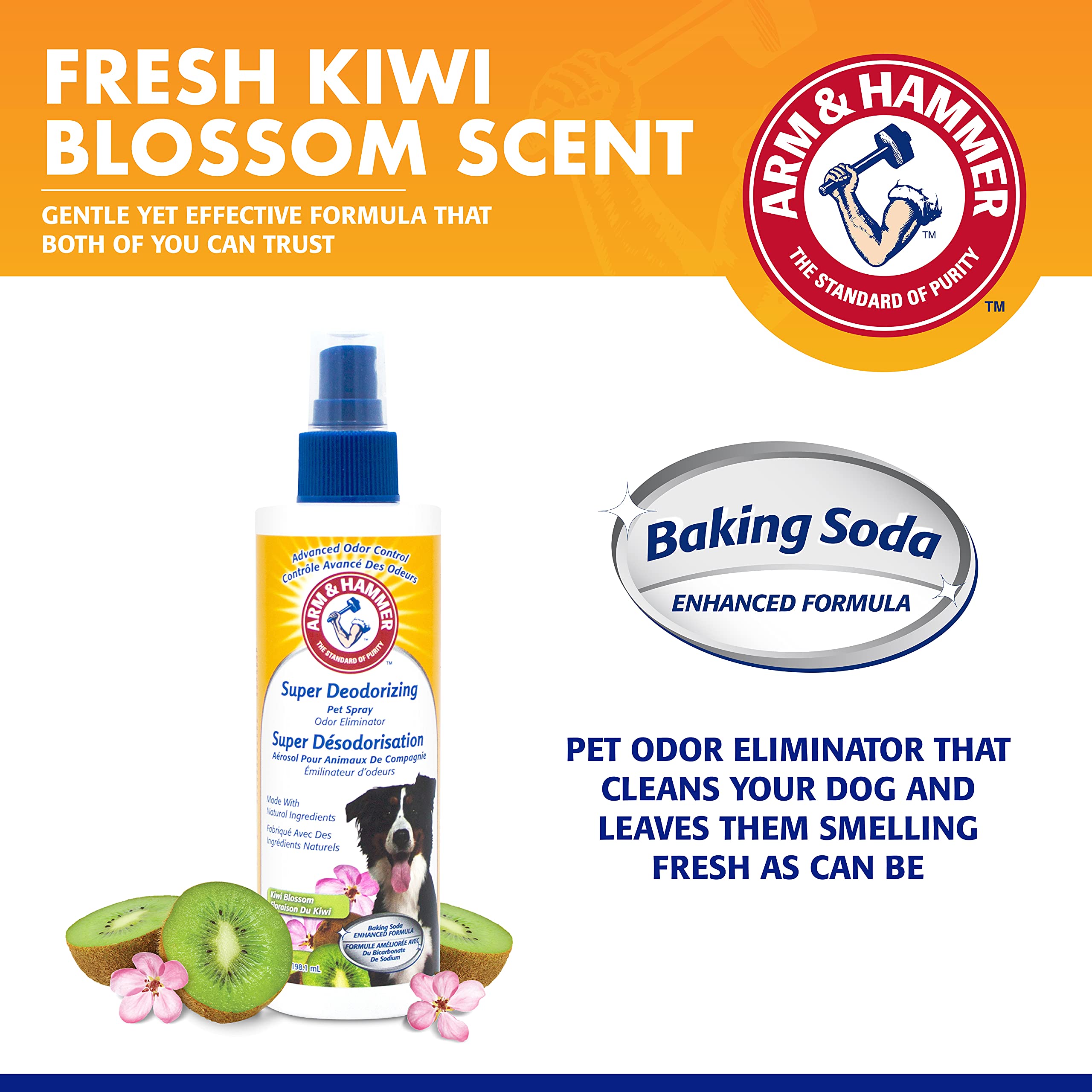 Arm & Hammer For Dogs Super Deodorizing Spray For Dogs | Best Odor Eliminating Spray For All Dogs & Puppies | Fresh Kiwi Blossom