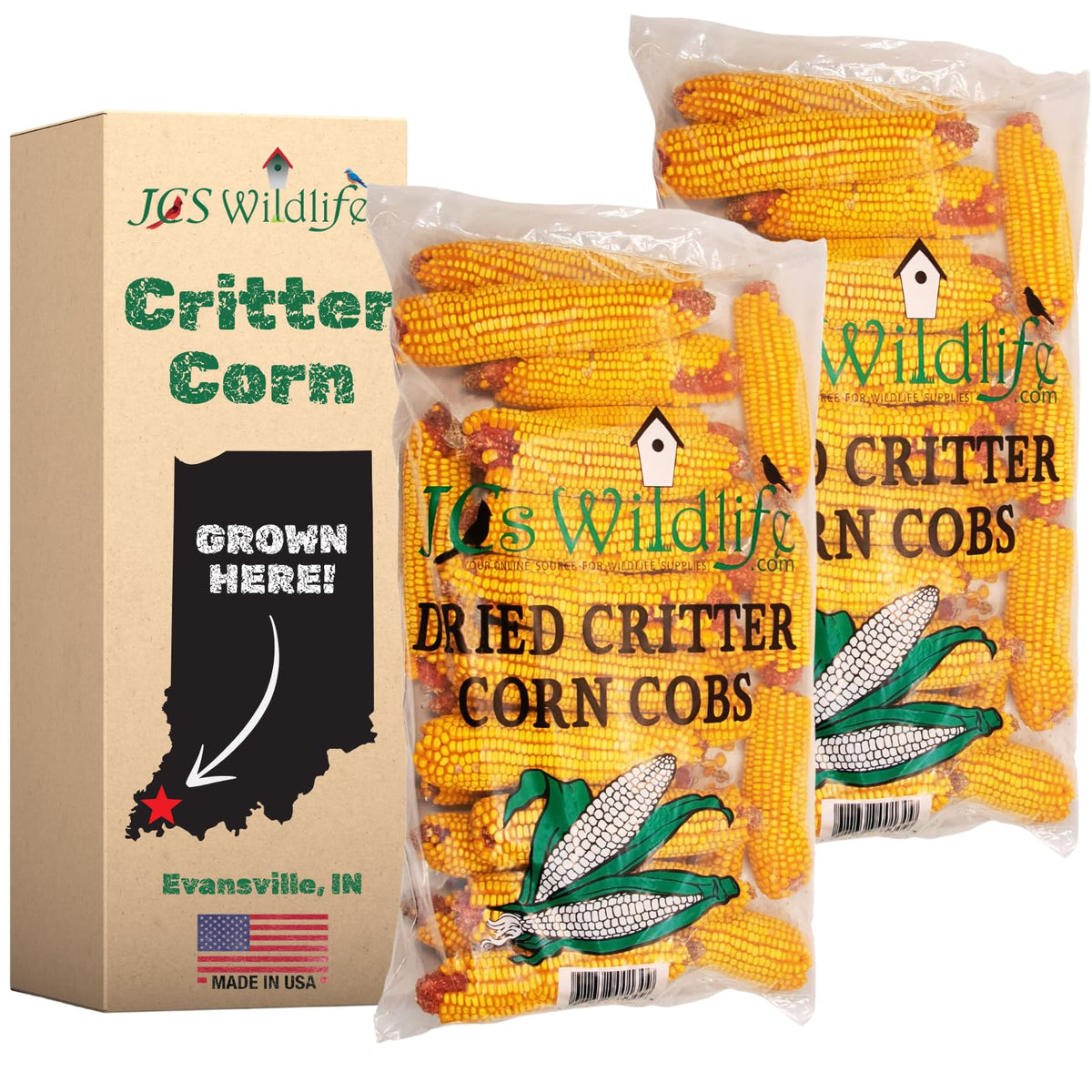 JCs Wildlife Dried Corn on The Cob Bag - 14 lb Bags - Great for Squirrels, Deer, Racoons, Rabbits, Geese, Ducks, Turkey, and Oth