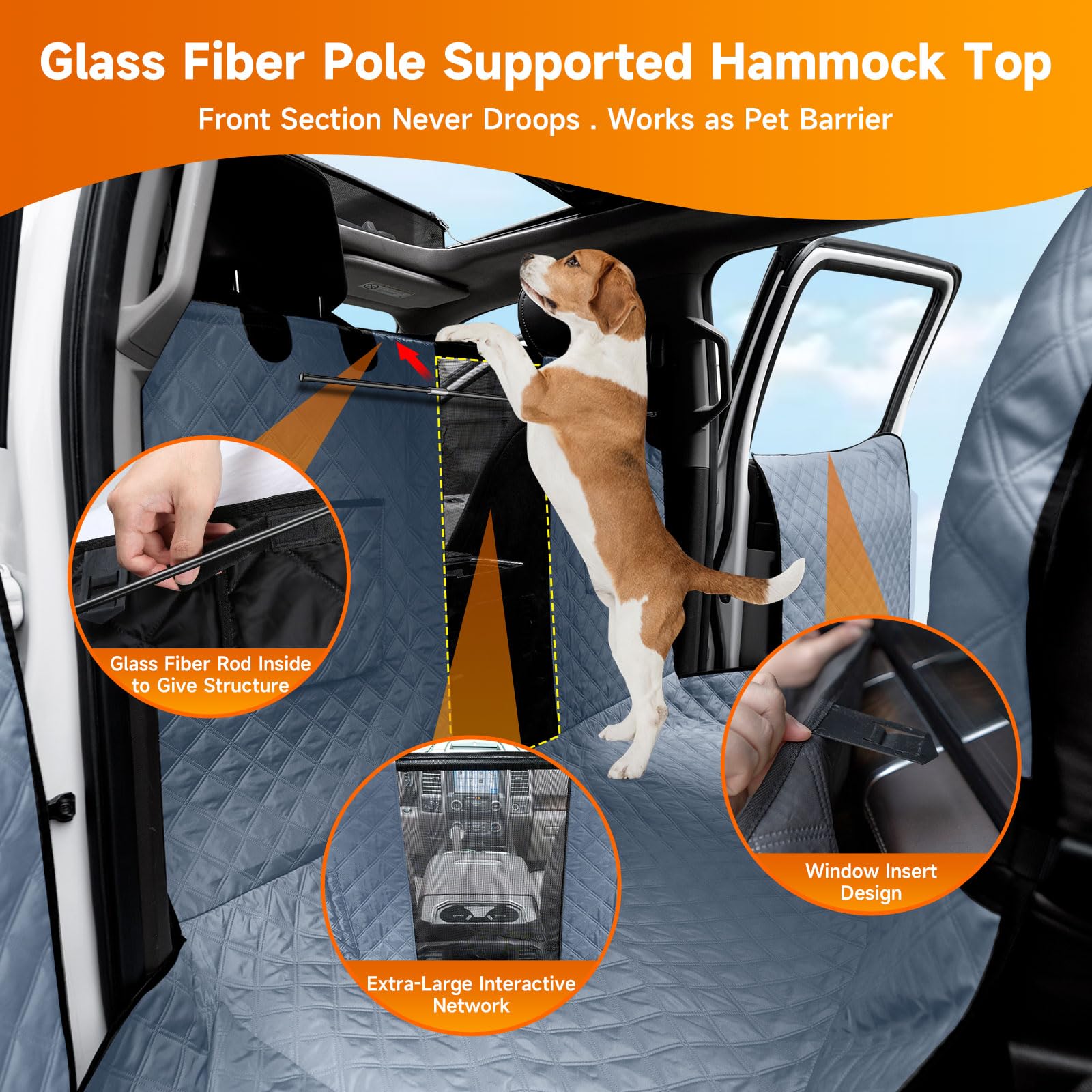 Sanqitara Xl Dog Truck Seat Cover With Car Door Protector - Waterproof Full Coverage Back Seat Cover For Trucks With Flip-Up Rea