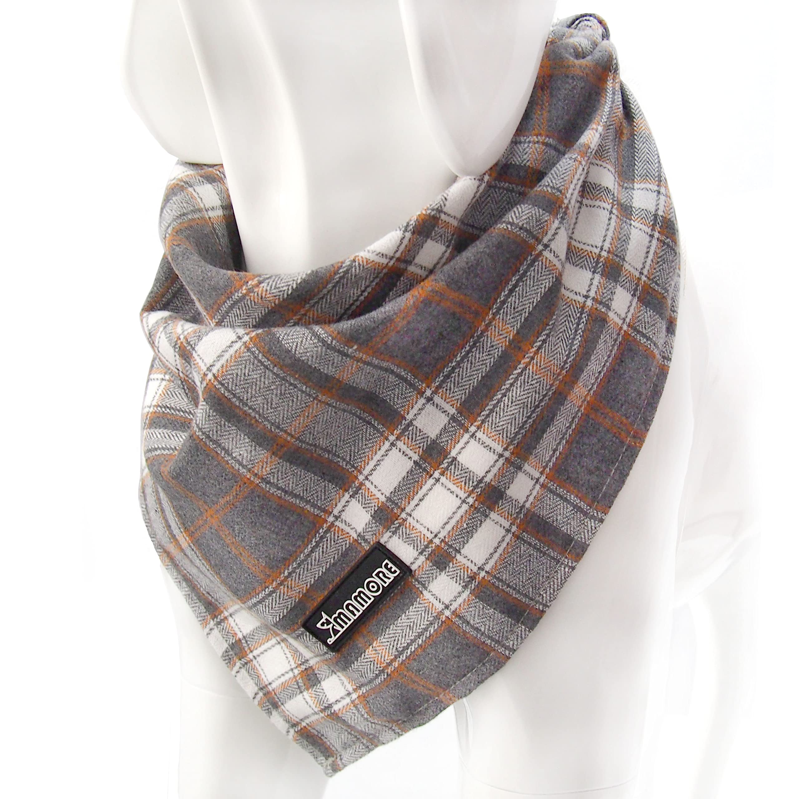 Soft Washable Plaid Bandanas For Dogs And Cats,Adjustable Triangle Bib Comfortable Scarfs For Girl Boy Dogs Puppies (Grey, Small