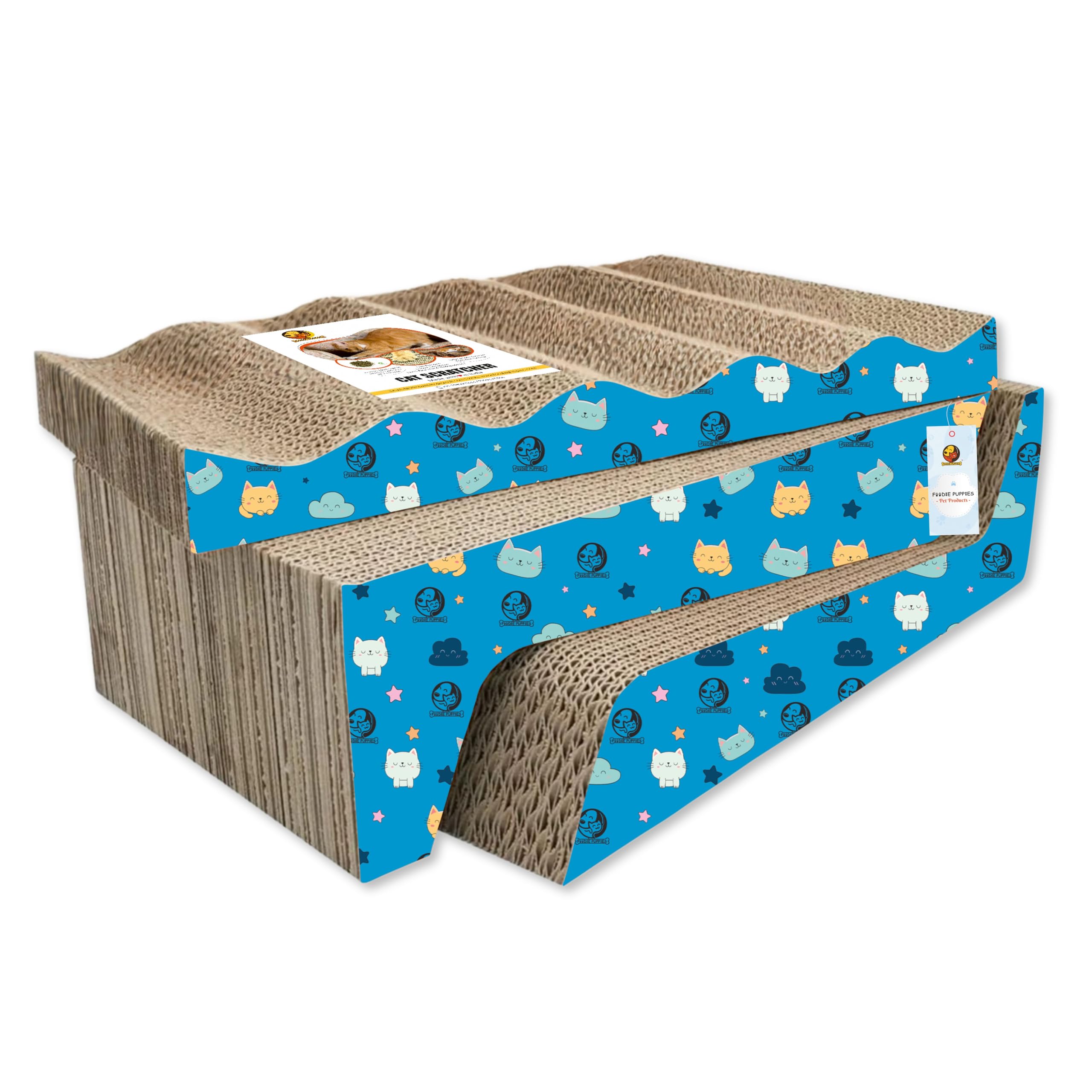 Foodie Puppies 3 In 1 Reversible Cat Scratching Pad With Catnip For Cats & Kittens  (Stack Flow) | Durable Corrugated Scratchin