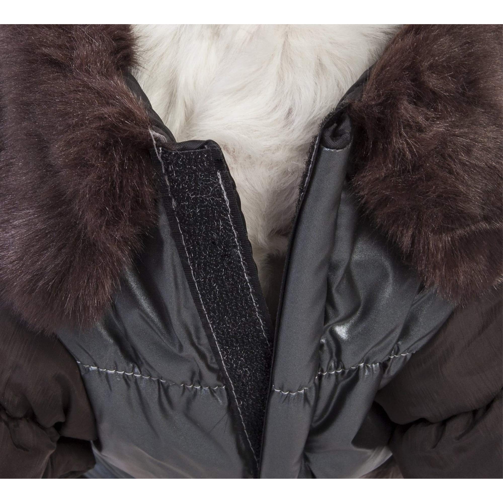 Pet Life DPF00632 Ultra Fur Metallic Collared Dog Parka Coat, X-Small, Brown