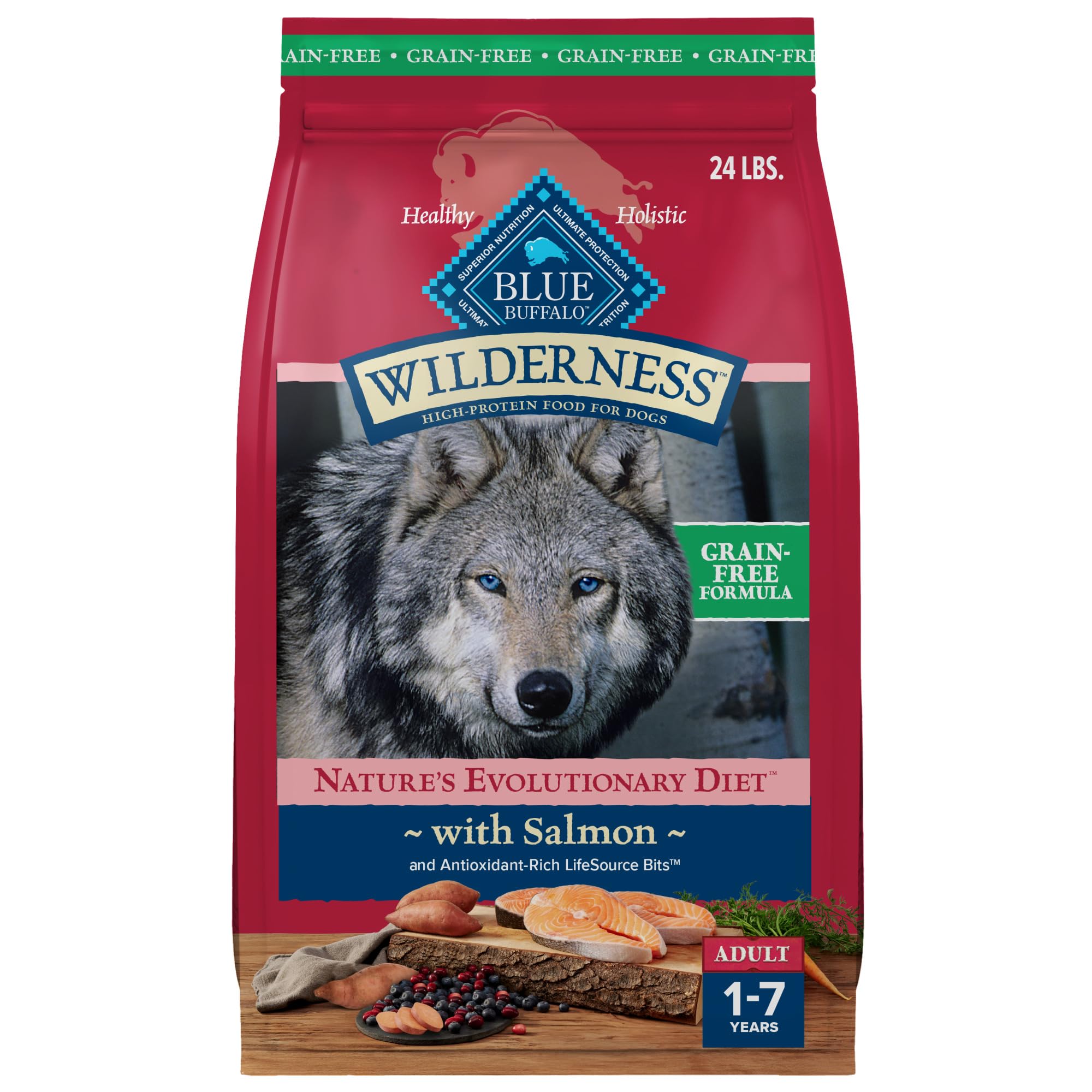 Blue Buffalo Wilderness Adult High-Protein Dry Dog Food with Real Salmon, Grain-Free, Made in the USA with Natural Ingredients, 
