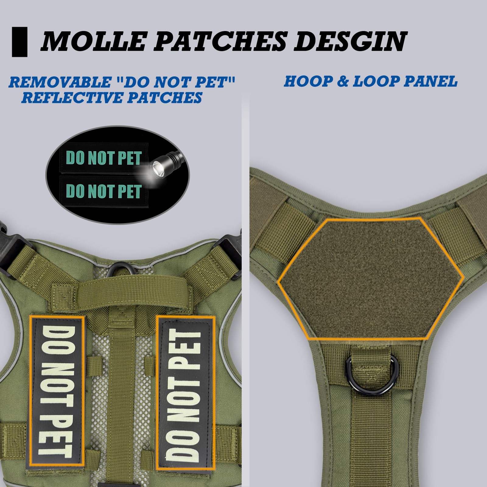 Dnallrino Tactical Dog Harness For Medium And Large Breeds, Air Dog Vest No Pull With Reflective Do Not Pet Patches, Breathable